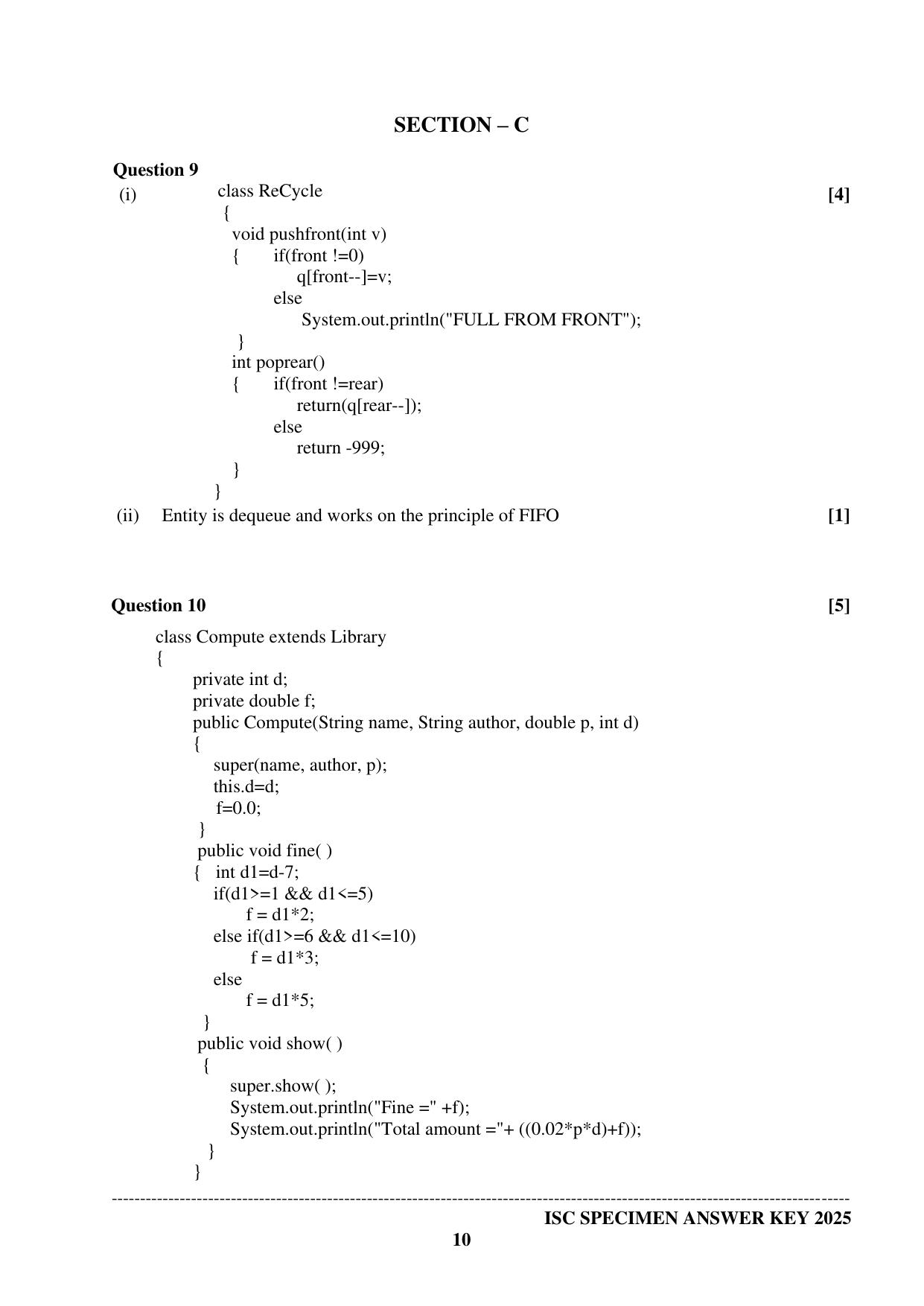 ISC Class 12 2025 COMPUTER SCIENCE PAPER 1 (SQP & AK) Specimen Paper - Page 22