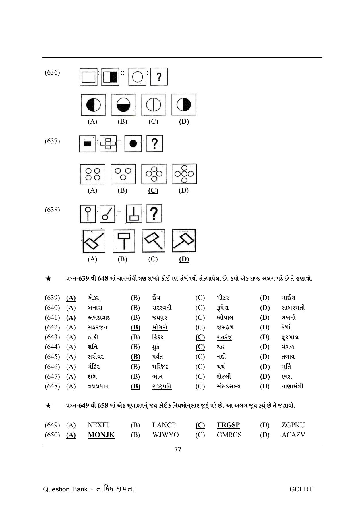 Gujarat Board Class Question Paper - Maths 1 - Page 77