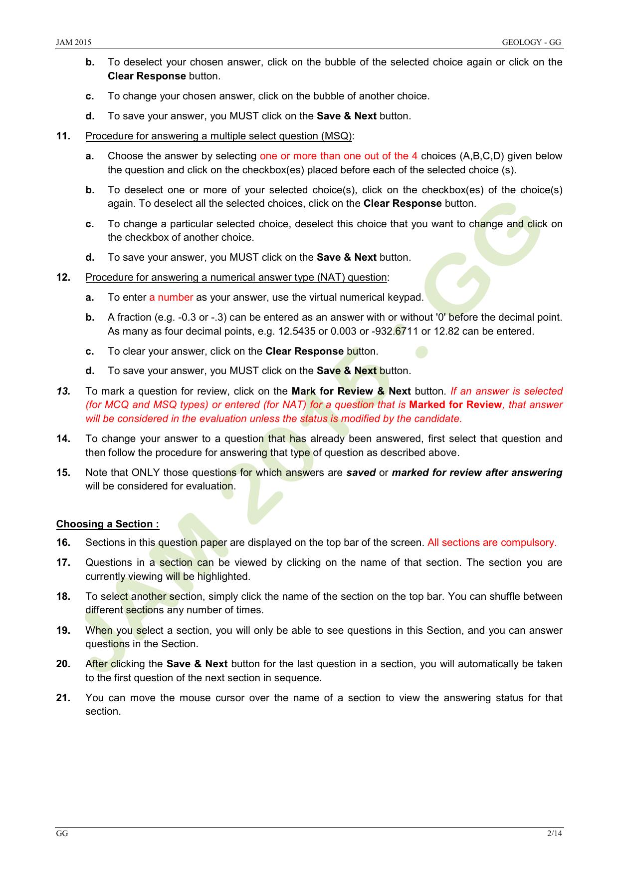 JAM 2015: GG Question Paper - Page 2