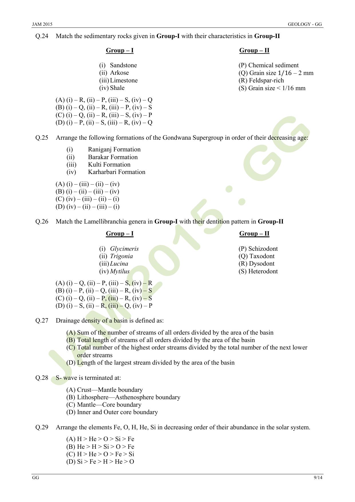 JAM 2015: GG Question Paper - Page 9