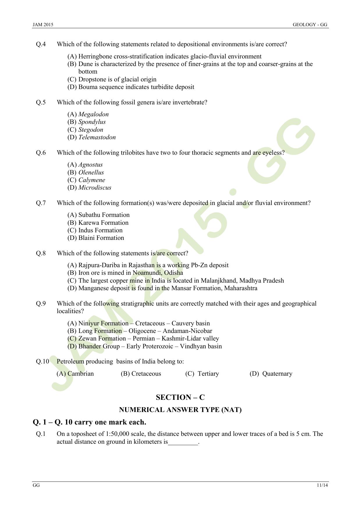 JAM 2015: GG Question Paper - Page 11