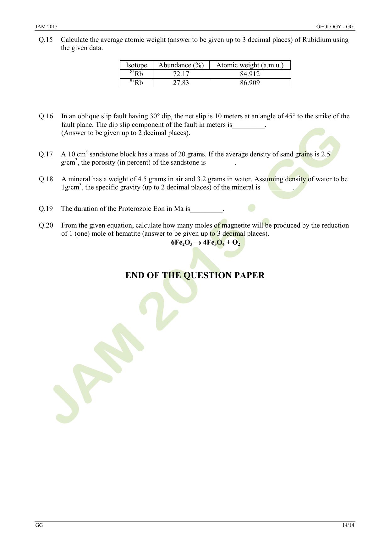 JAM 2015: GG Question Paper - Page 14