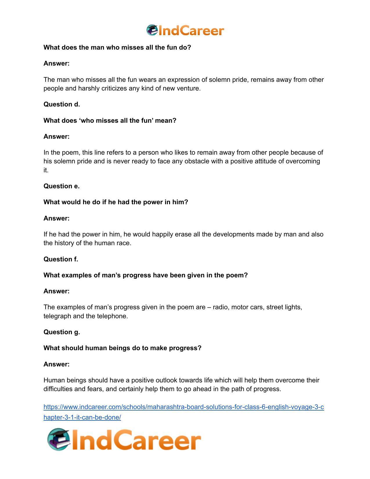 Maharashtra Board Solutions for Class 6- English (Voyage 3): Chapter 3.1- It Can Be Done - Page 3