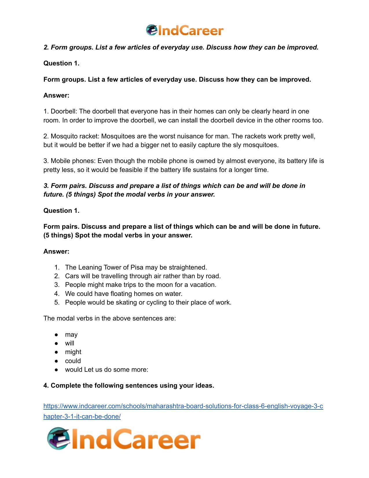 Maharashtra Board Solutions for Class 6- English (Voyage 3): Chapter 3.1- It Can Be Done - Page 4