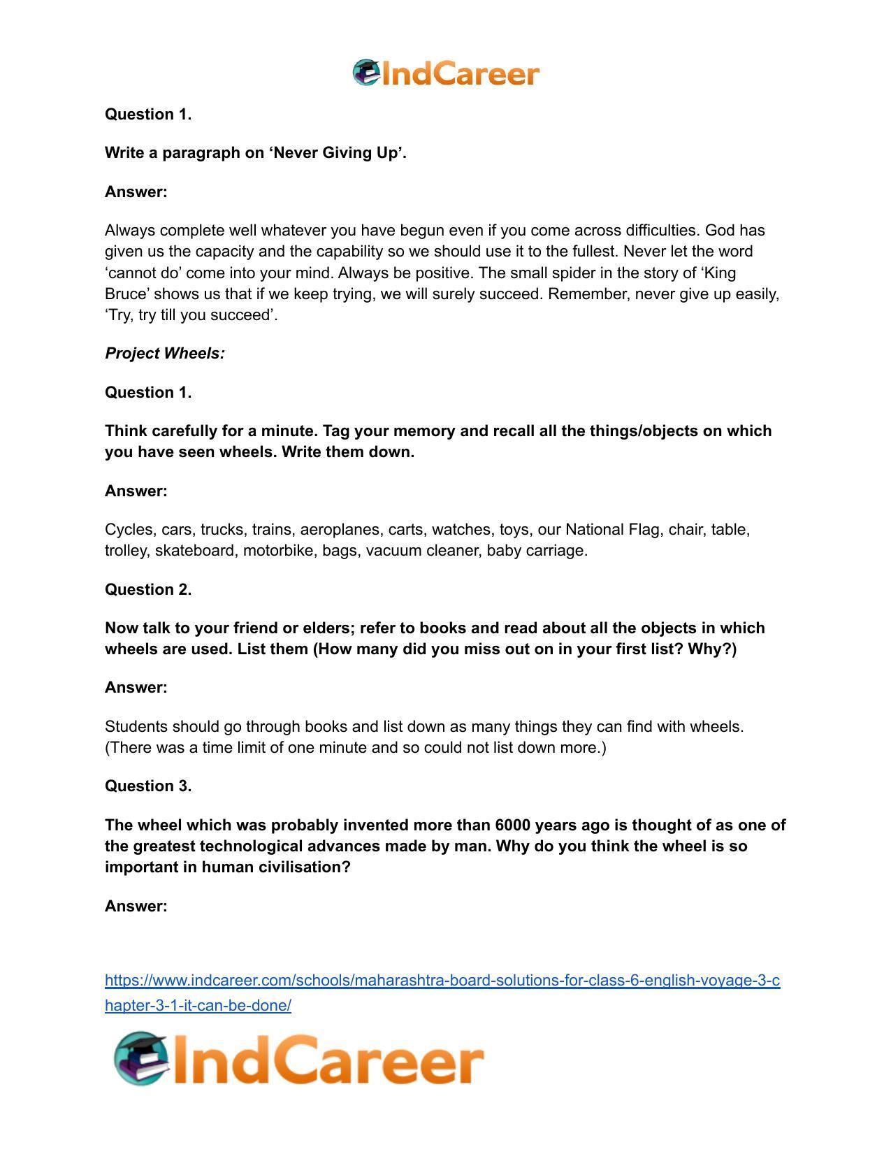 Maharashtra Board Solutions for Class 6- English (Voyage 3): Chapter 3.1- It Can Be Done - Page 7