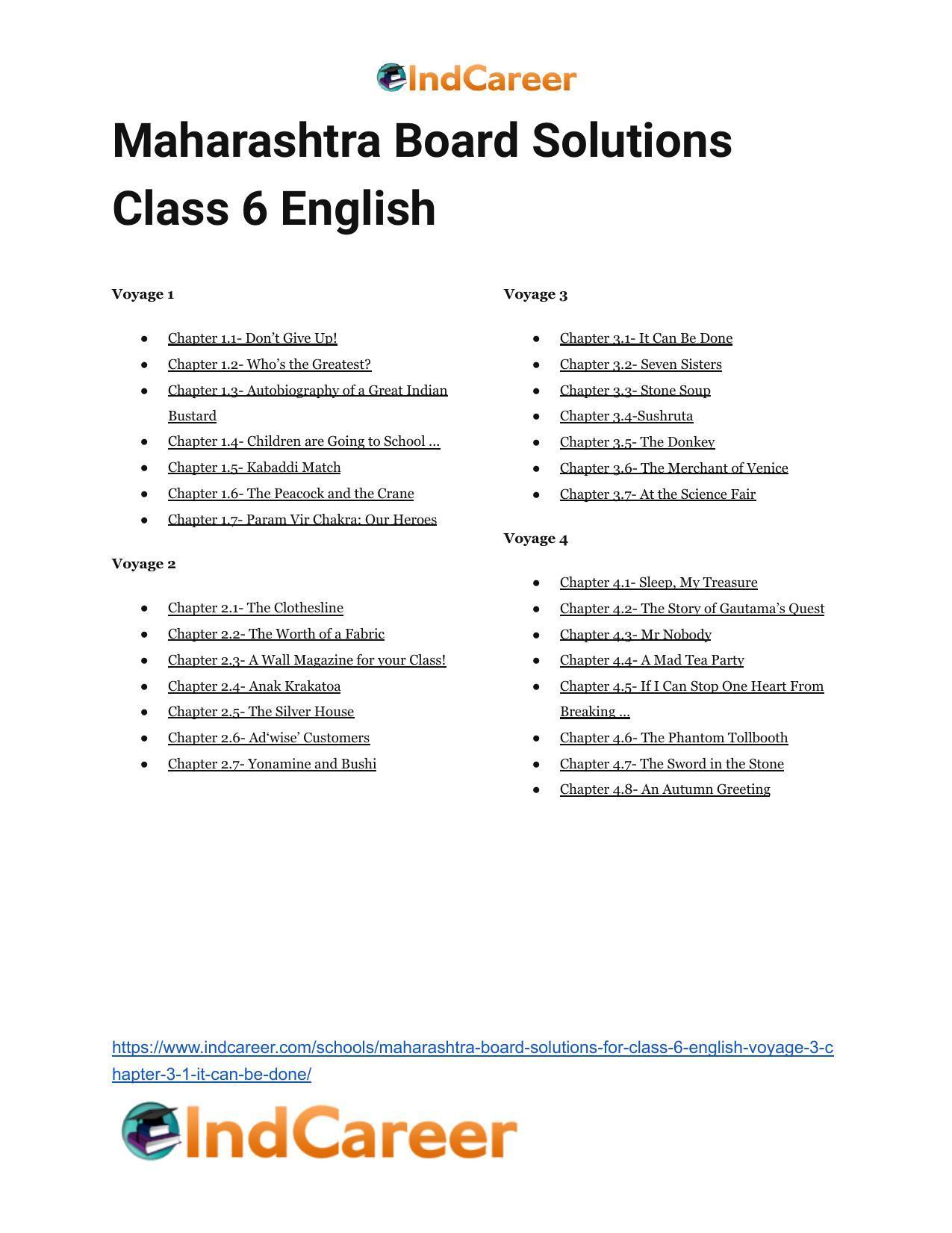 Maharashtra Board Solutions for Class 6- English (Voyage 3): Chapter 3.1- It Can Be Done - Page 10