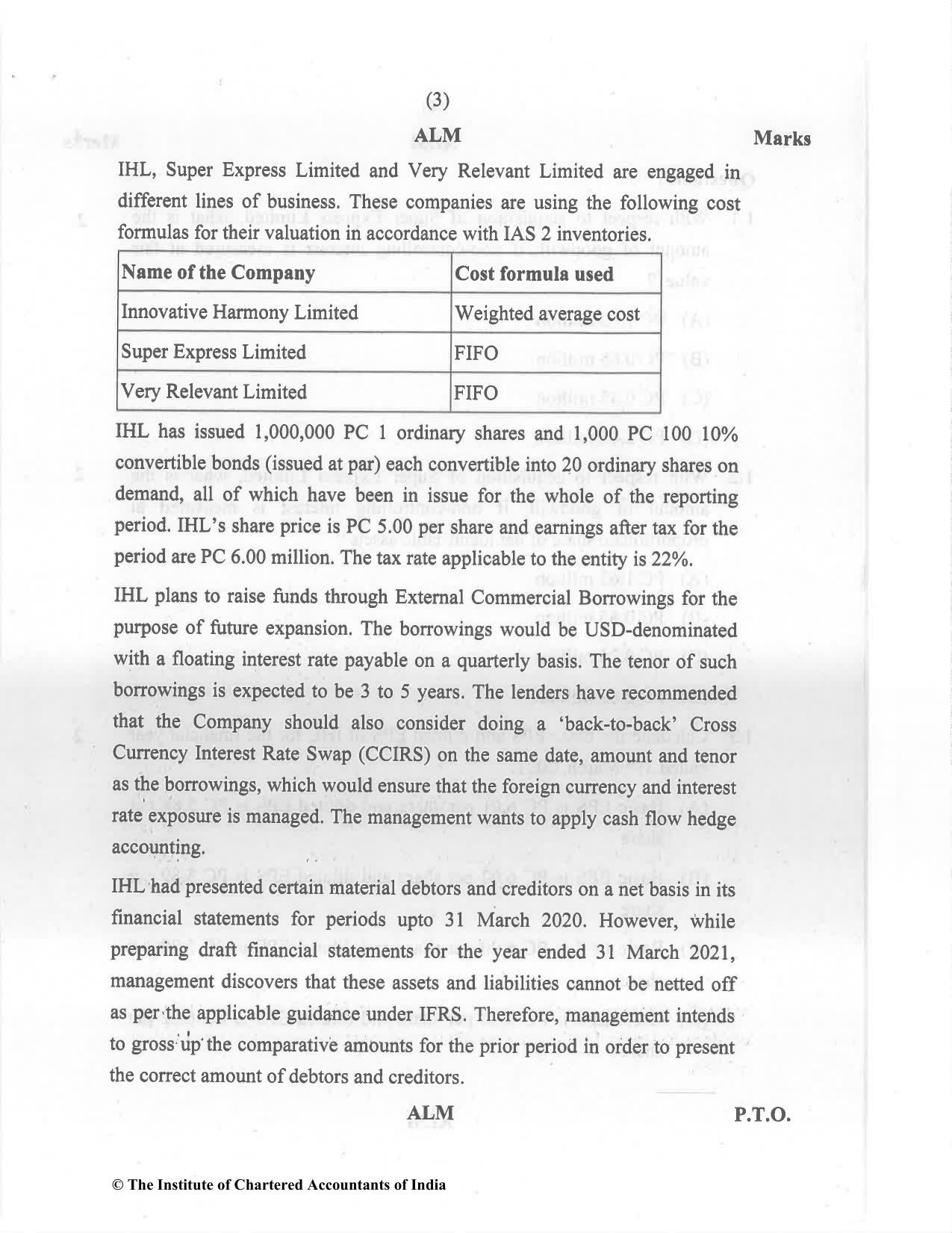 CA Final Dec 2021 Question Paper - Paper 6E – Global Financial Reporting Standards - Page 3