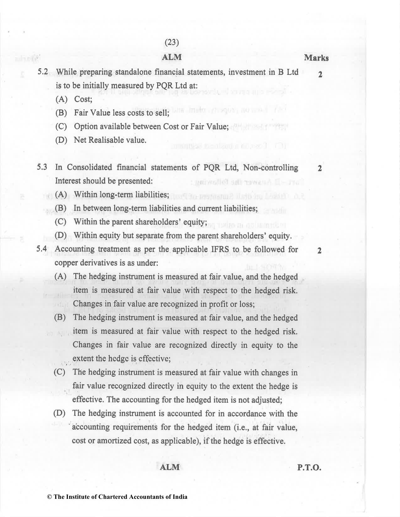 CA Final Dec 2021 Question Paper - Paper 6E – Global Financial Reporting Standards - Page 23