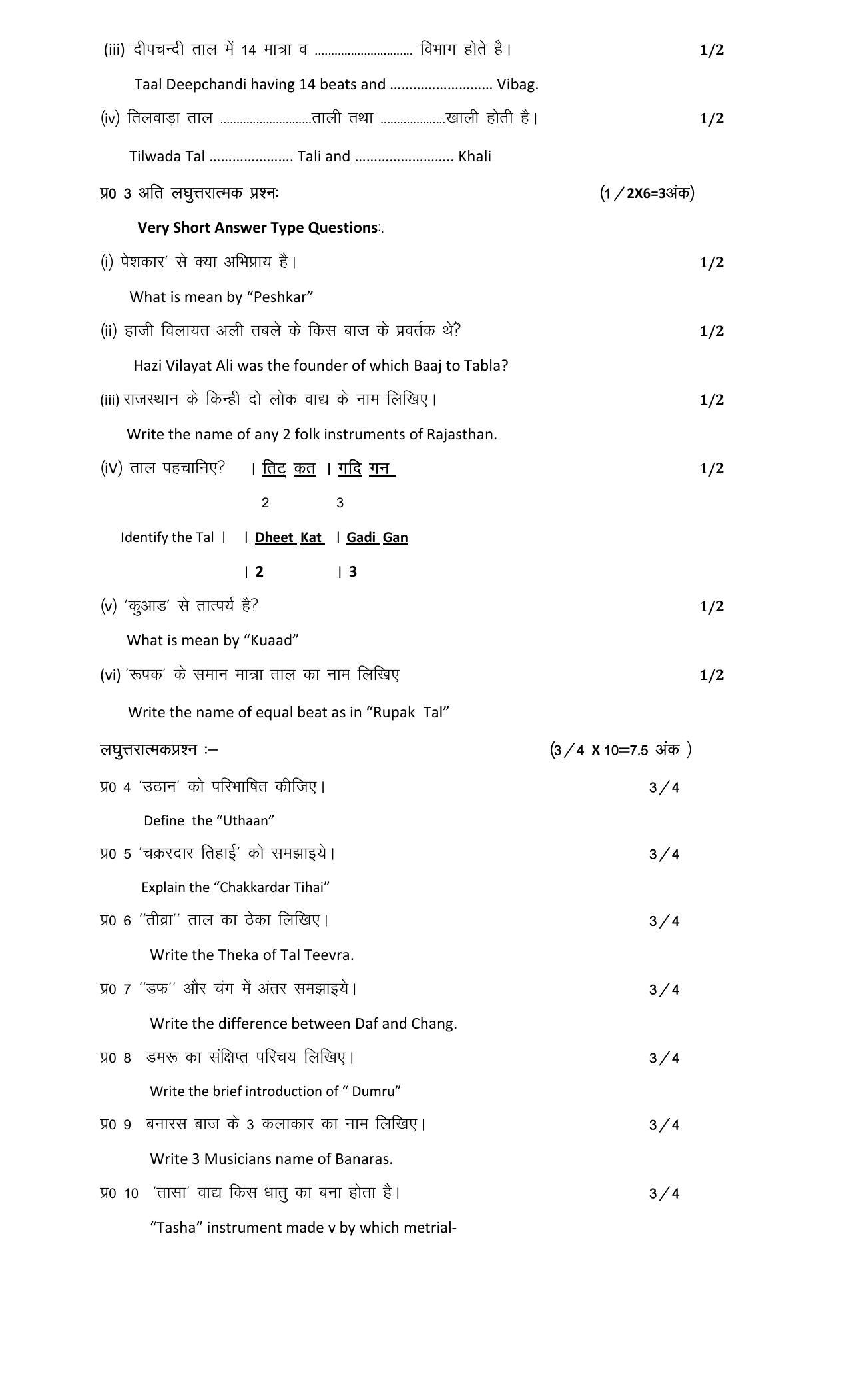 RBSE 2023 CLASS 12 Music Model Paper - Page 15