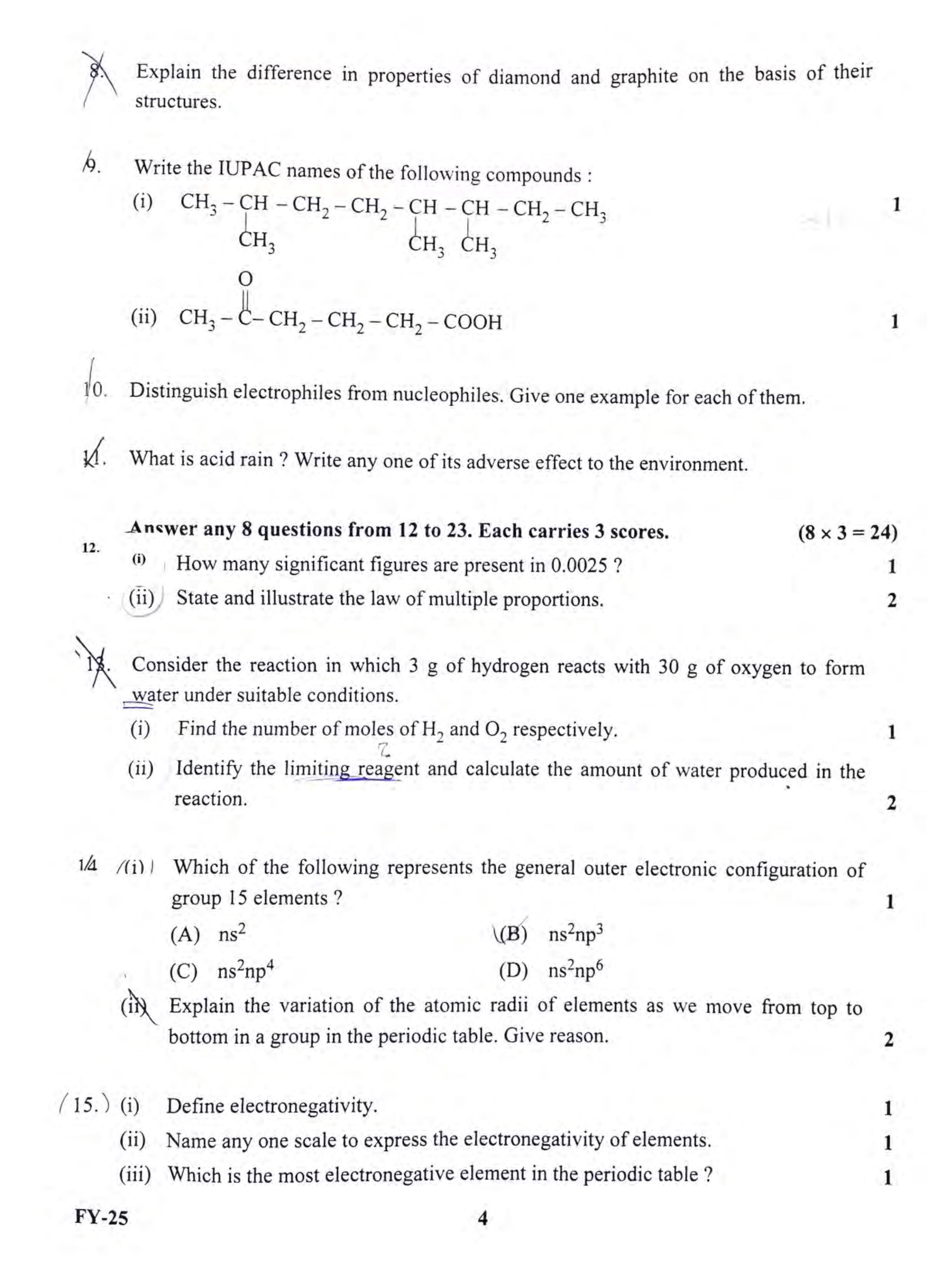 Kerala Plus One 2022 Chemistry Question Paper (EM) - Page 3