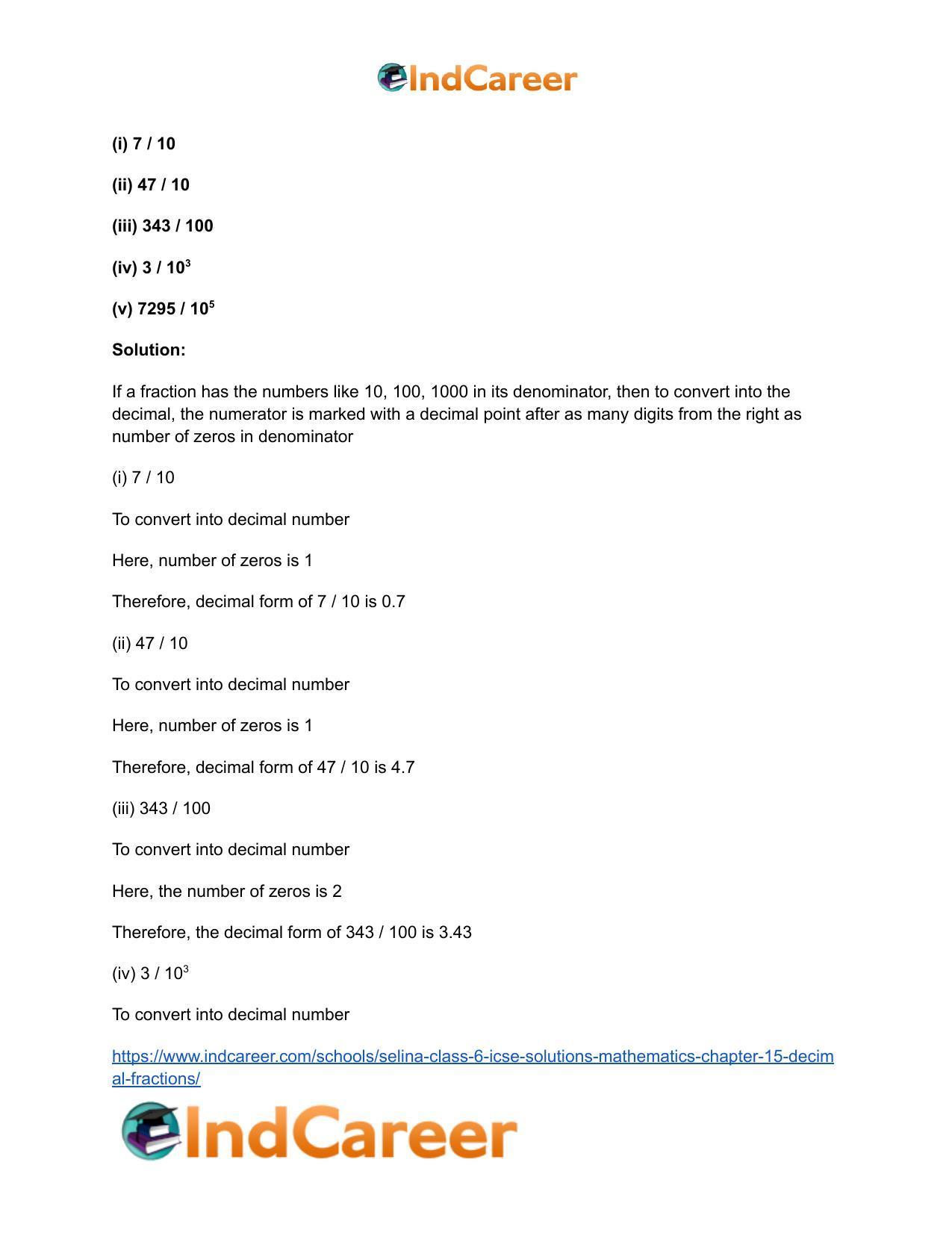 Selina Class 6 ICSE Solutions Mathematics : Chapter 15- Decimal Fractions - Page 5