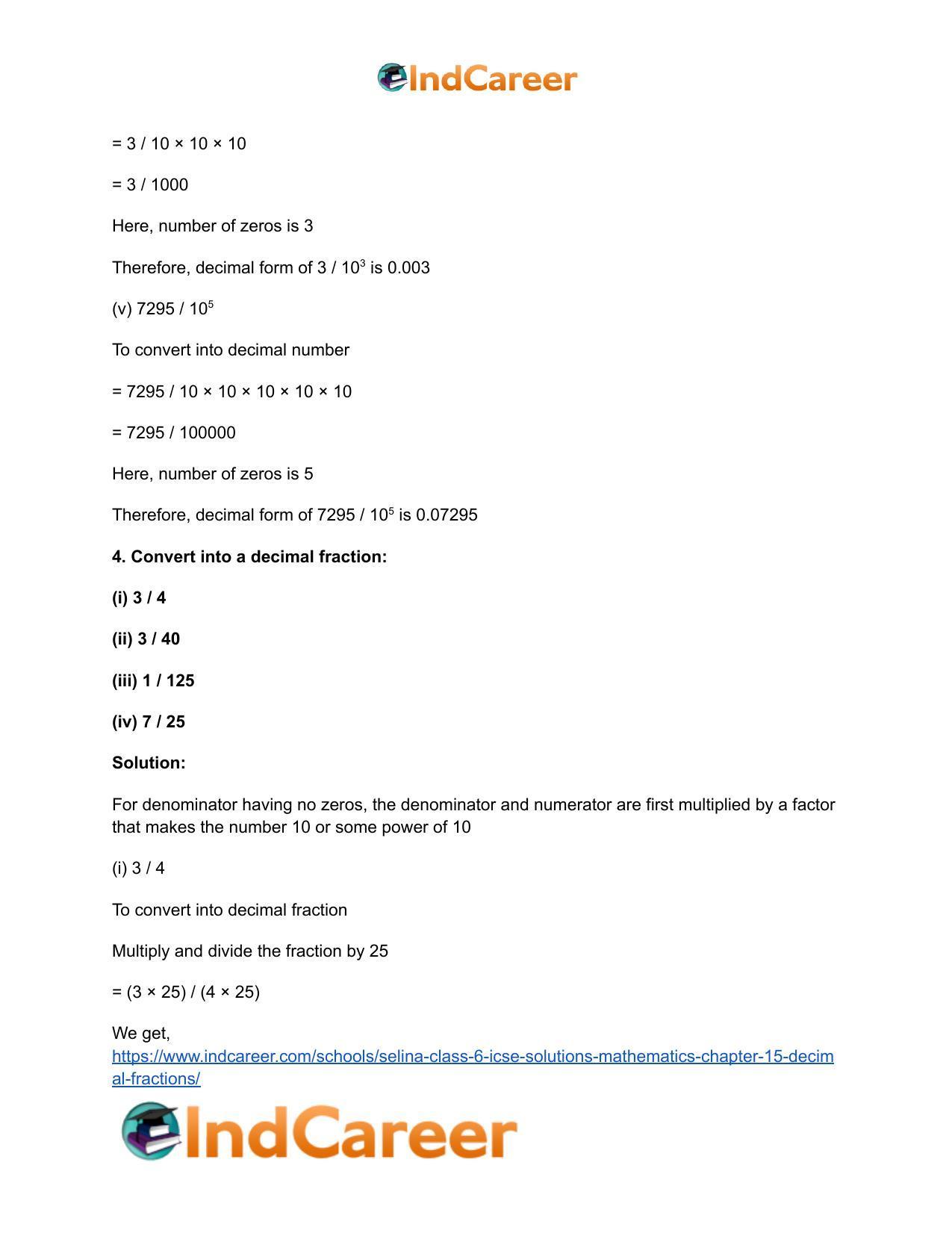 Selina Class 6 ICSE Solutions Mathematics : Chapter 15- Decimal Fractions - Page 6