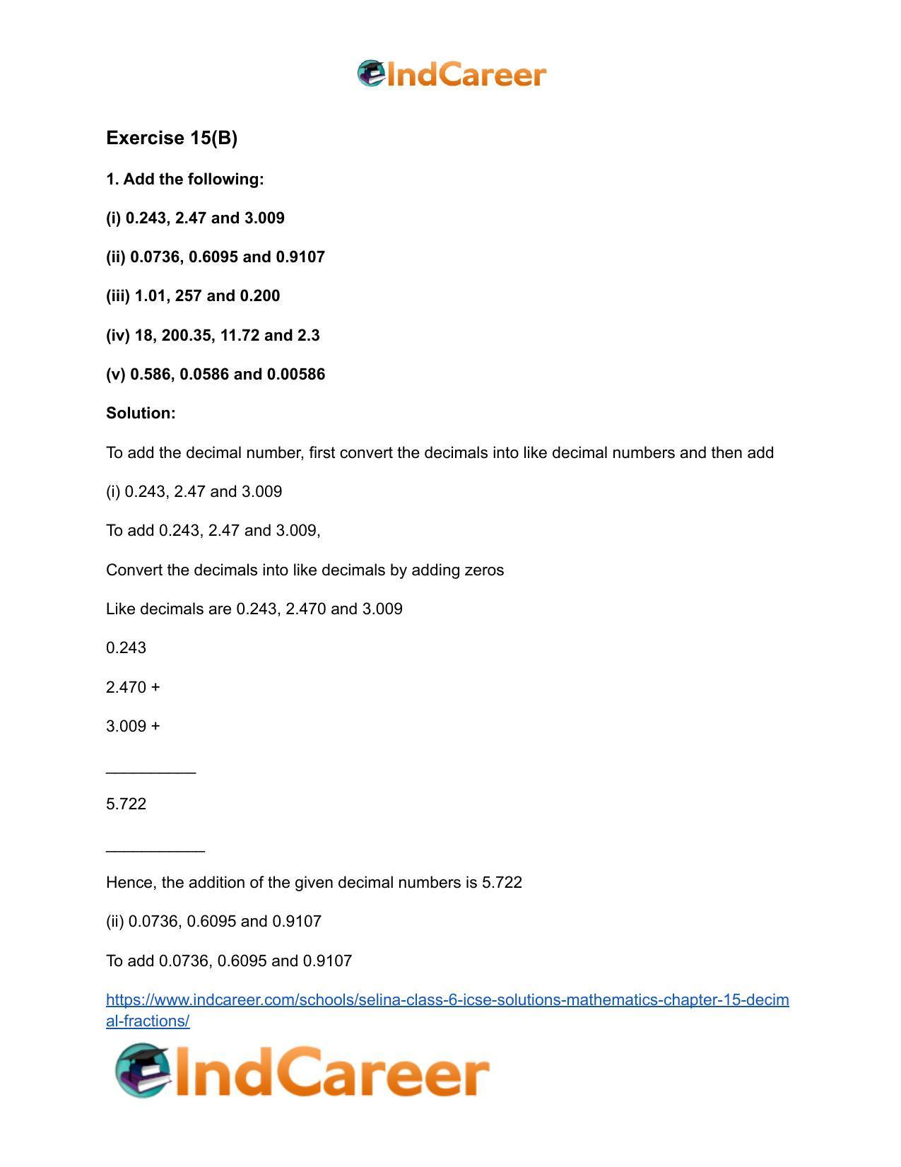Selina Class 6 ICSE Solutions Mathematics : Chapter 15- Decimal Fractions - Page 11