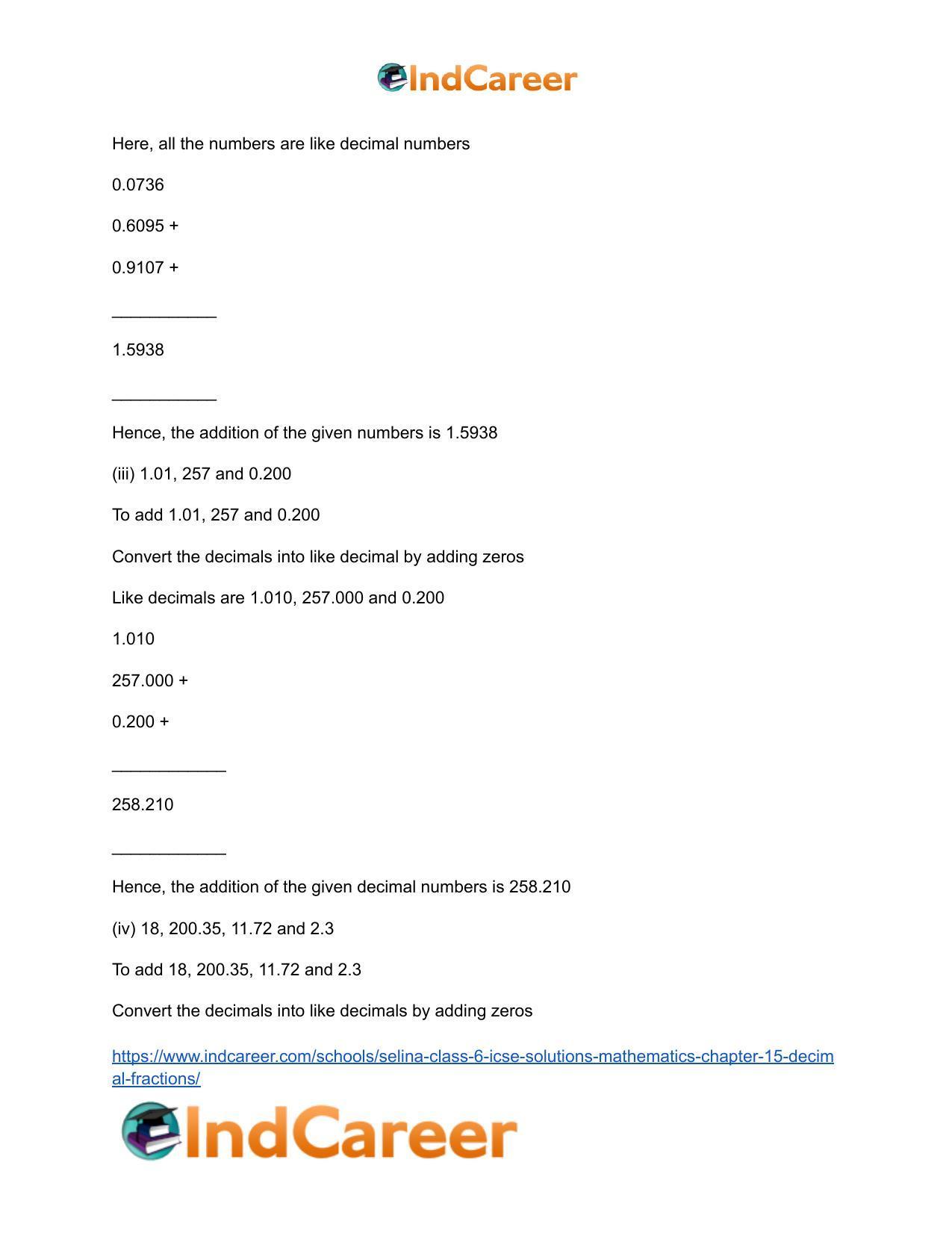 Selina Class 6 ICSE Solutions Mathematics : Chapter 15- Decimal Fractions - Page 12