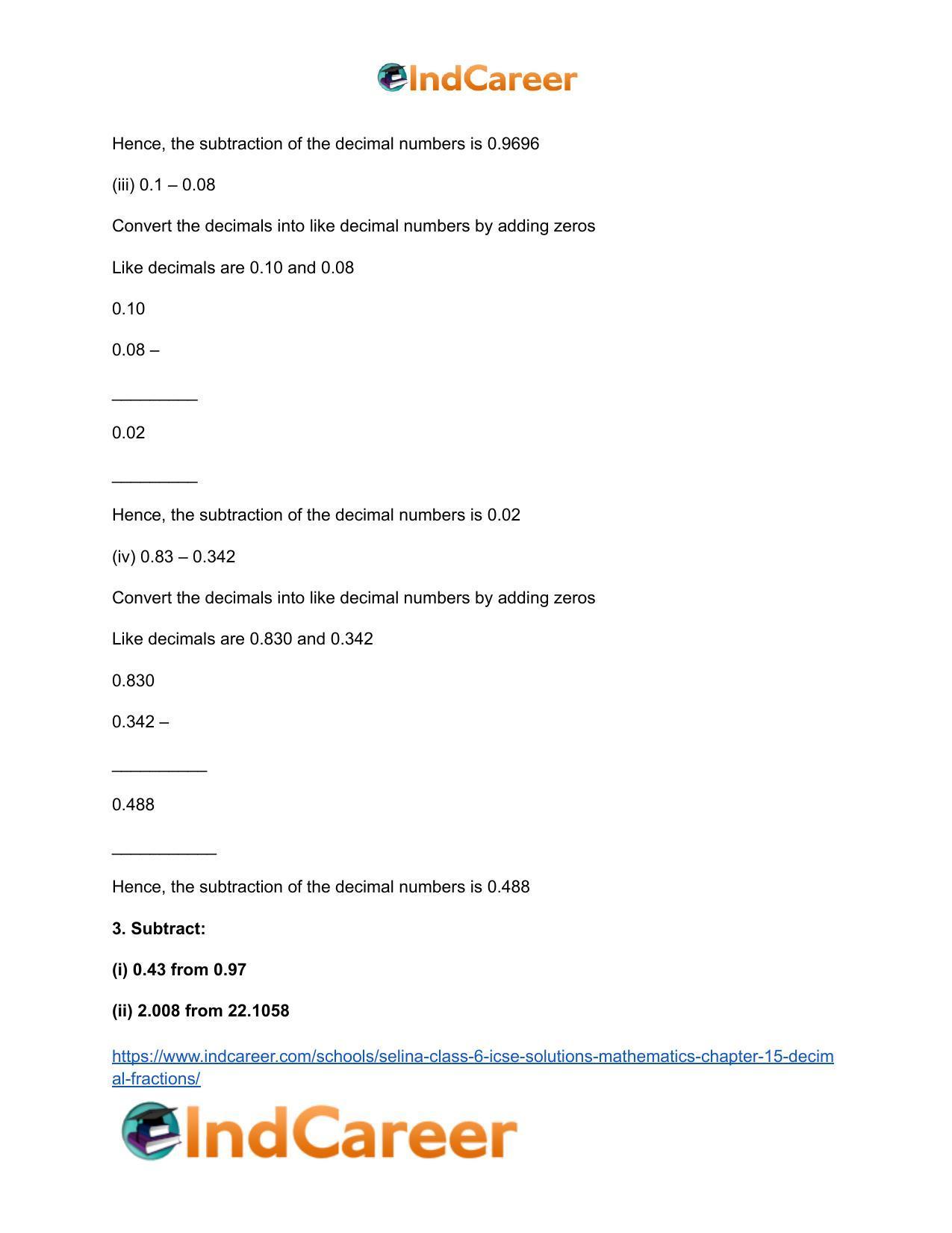 Selina Class 6 ICSE Solutions Mathematics : Chapter 15- Decimal Fractions - Page 15