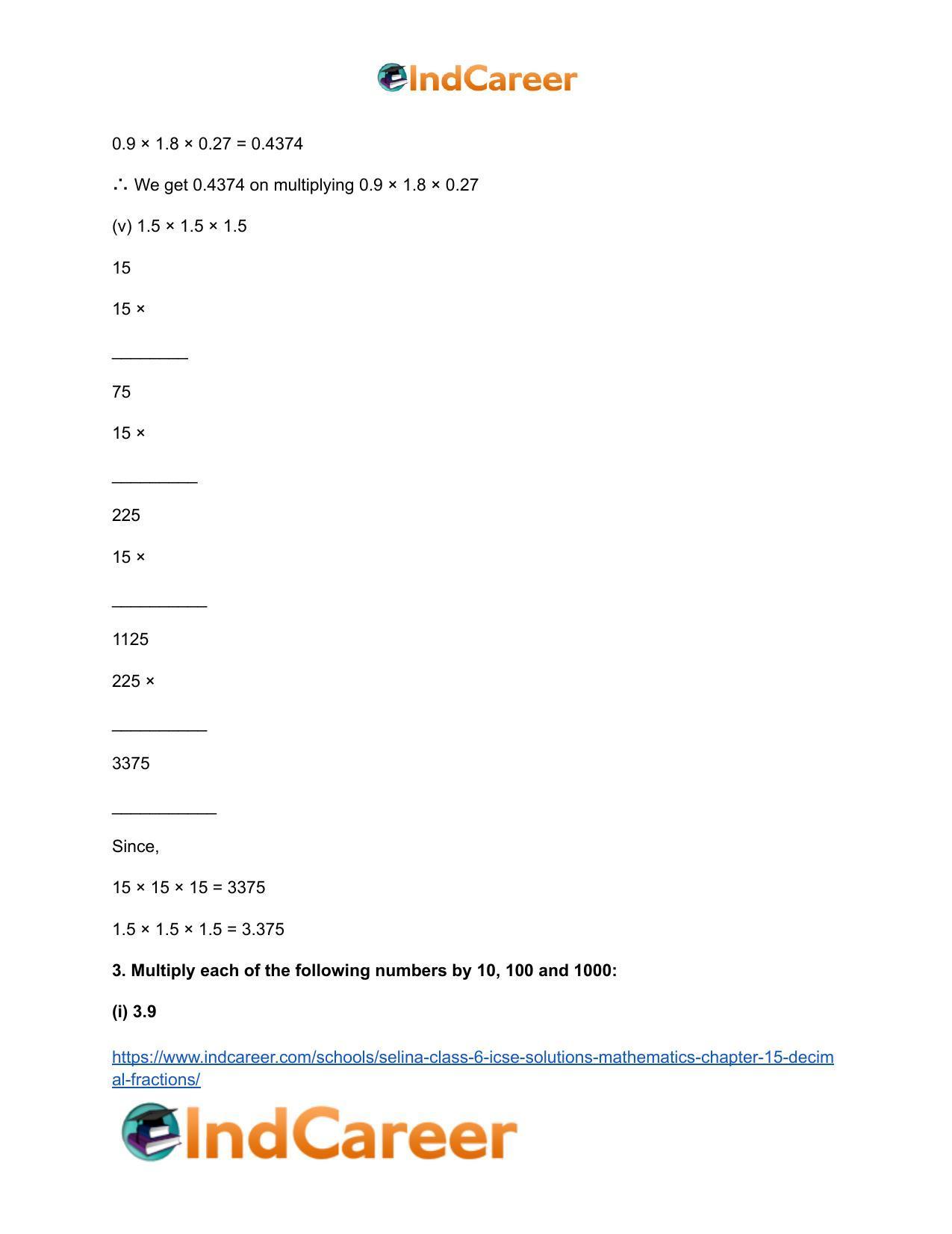 Selina Class 6 ICSE Solutions Mathematics : Chapter 15- Decimal Fractions - Page 32