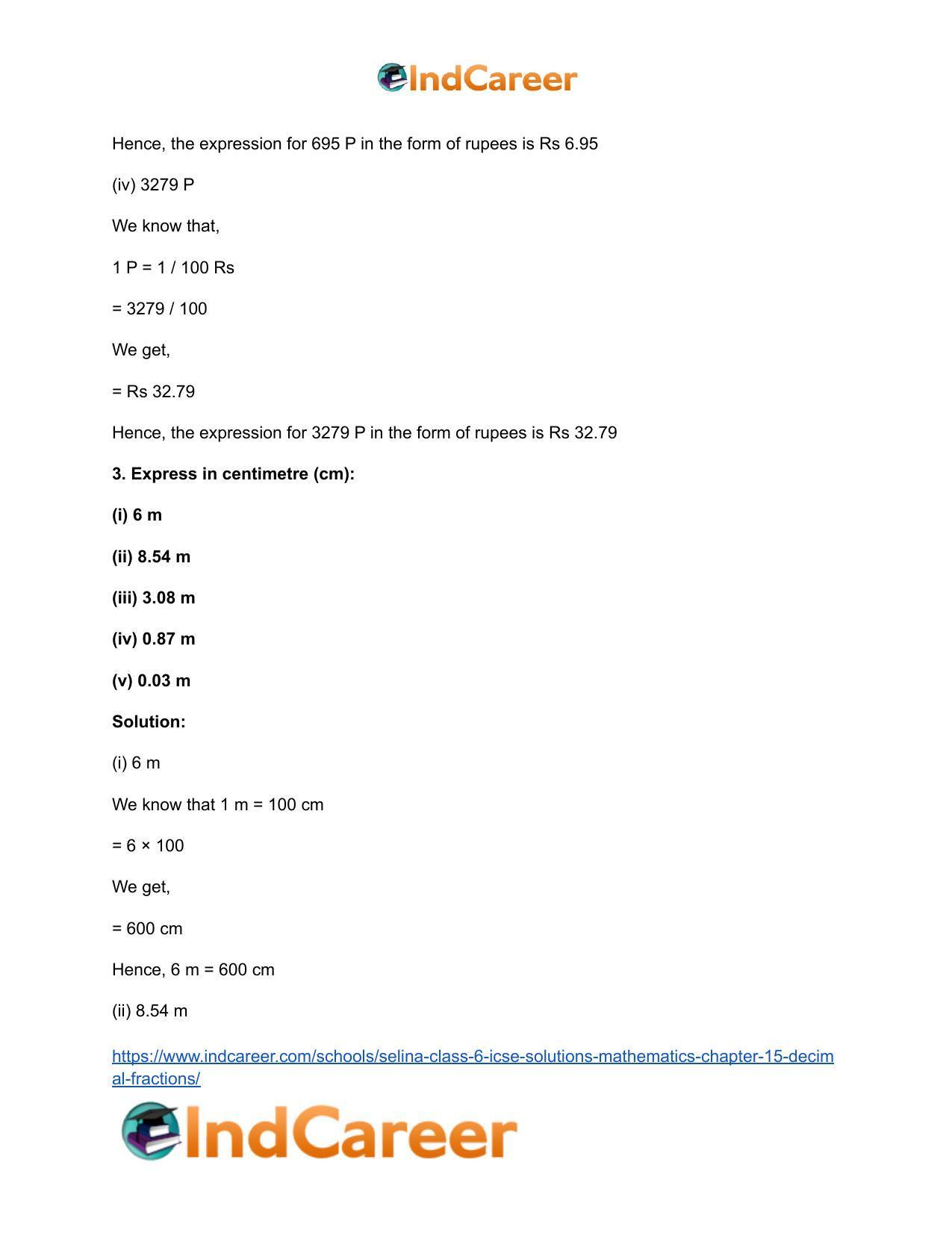 Selina Class 6 ICSE Solutions Mathematics : Chapter 15- Decimal Fractions - Page 44