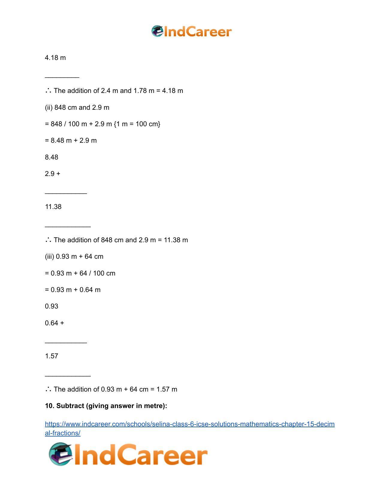 Selina Class 6 ICSE Solutions Mathematics : Chapter 15- Decimal Fractions - Page 54