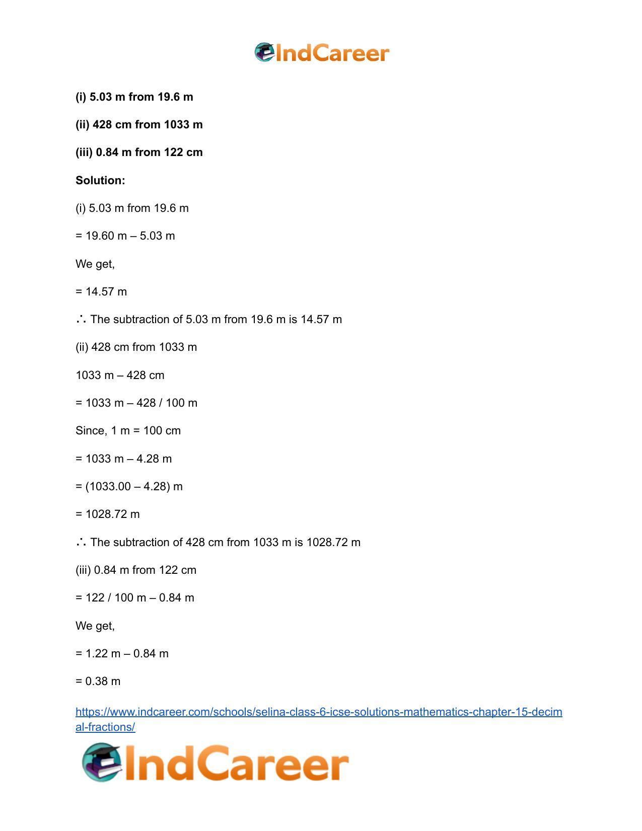 Selina Class 6 ICSE Solutions Mathematics : Chapter 15- Decimal Fractions - Page 55