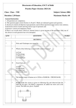 Edudel Class 8 Science (English) Practice Papers-1 (2023-24)