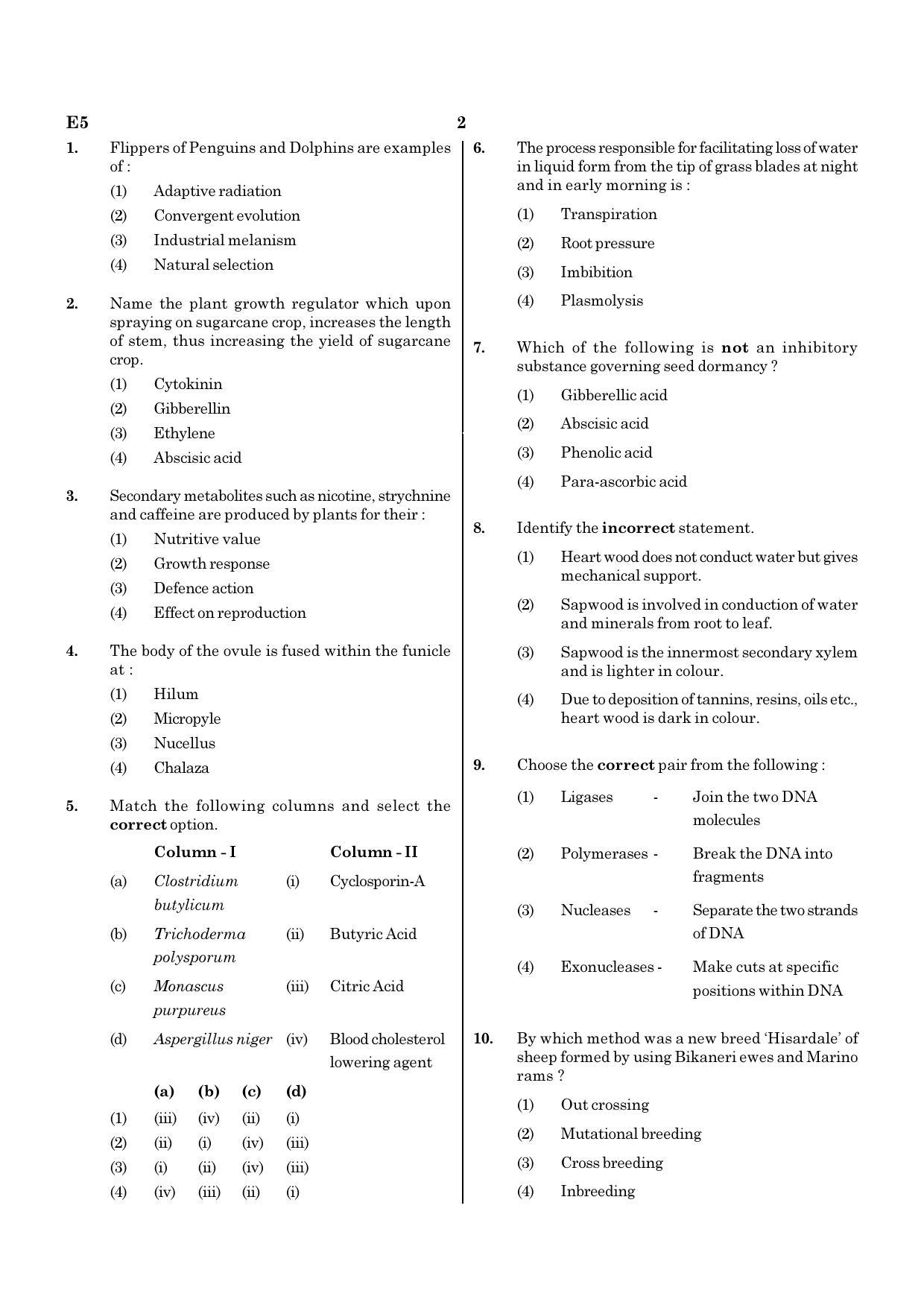 NEET E5 2020 Question Paper - Page 2