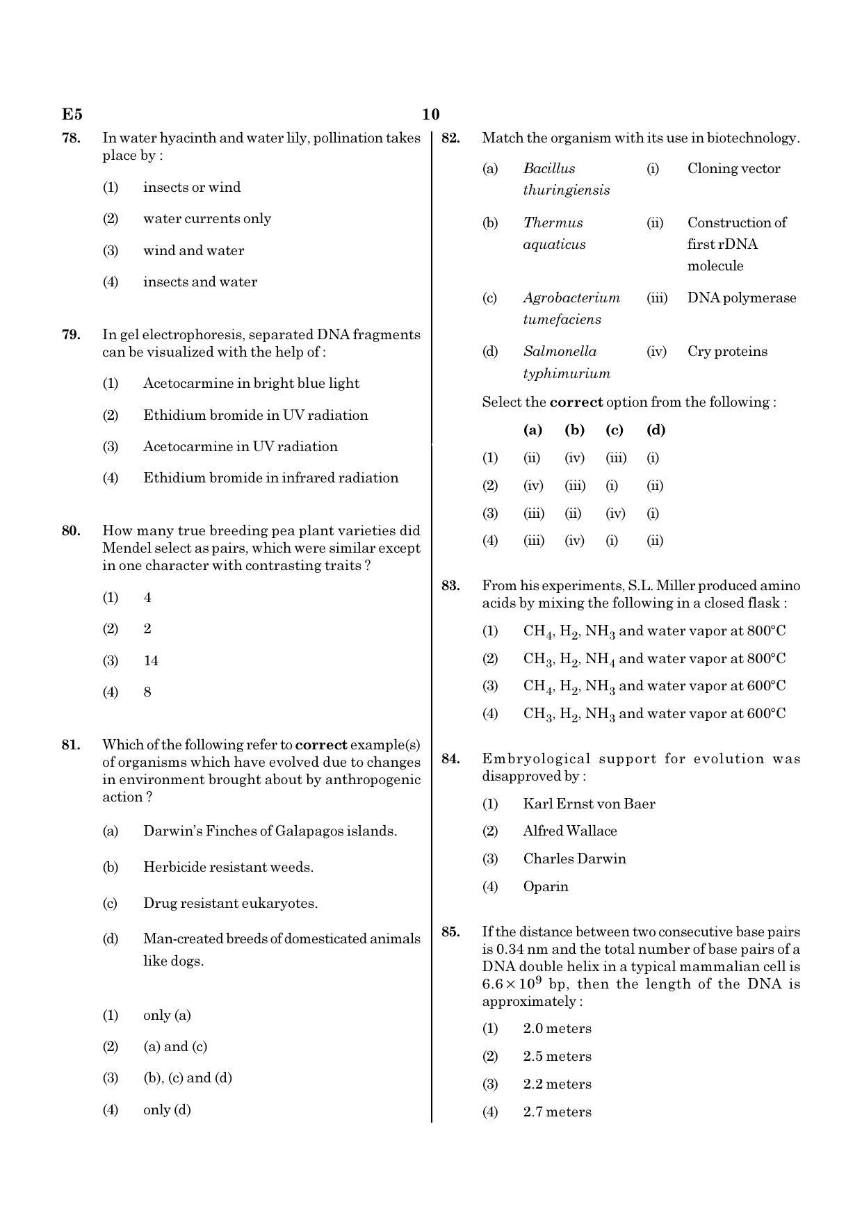NEET E5 2020 Question Paper - Page 10