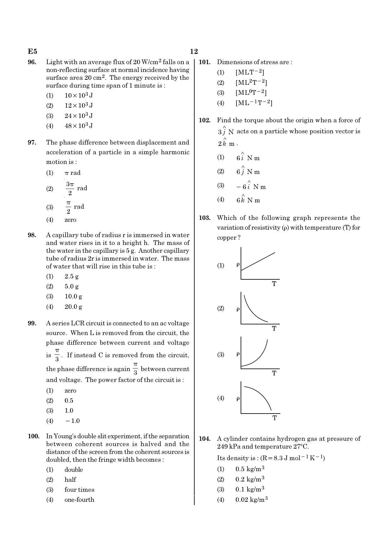NEET E5 2020 Question Paper - Page 12