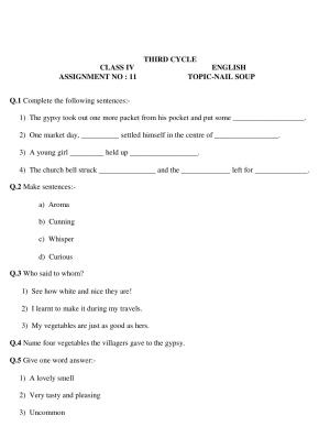 Worksheet for Class 4 English Assignment 31