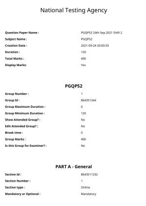 CUET PG 2021 PGQP52 Question Paper