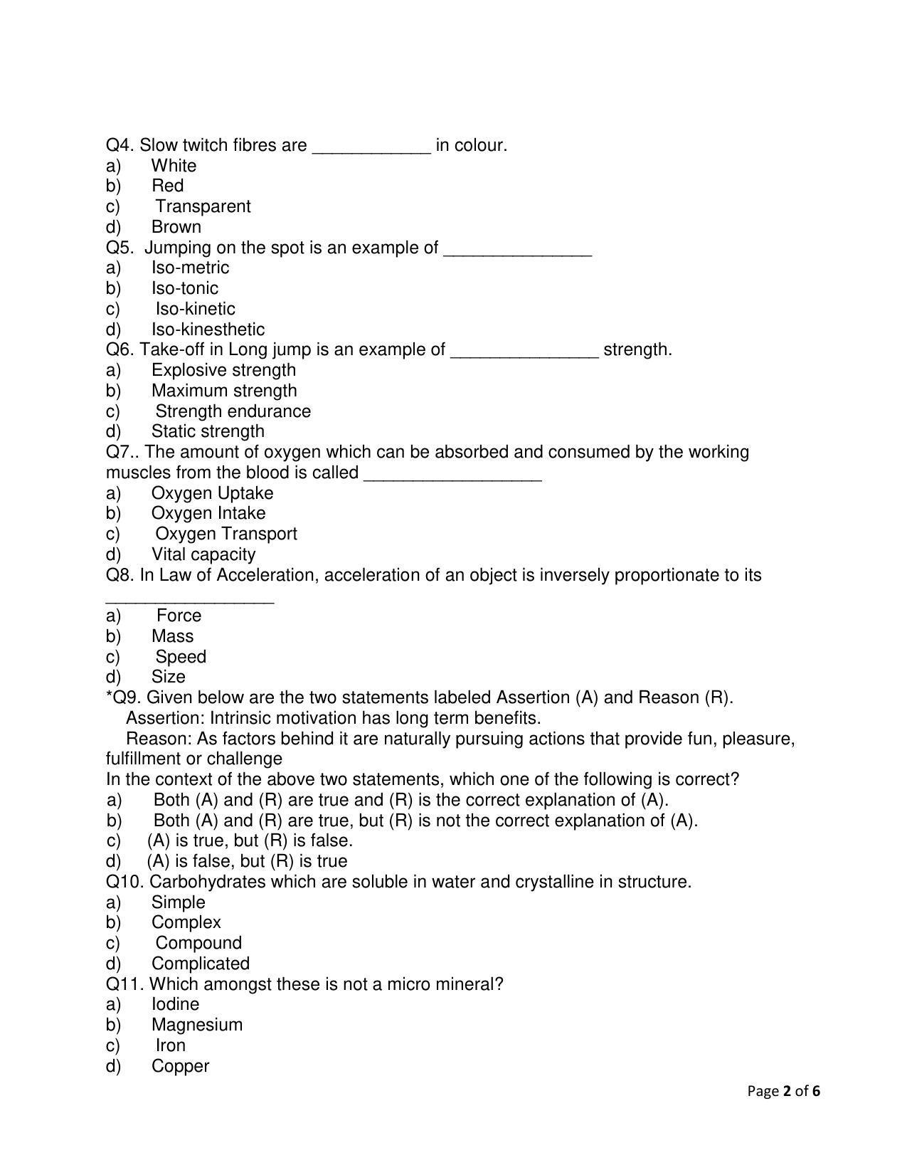 CBSE Class 12 Physical Education Sample Paper 2023 - Page 2