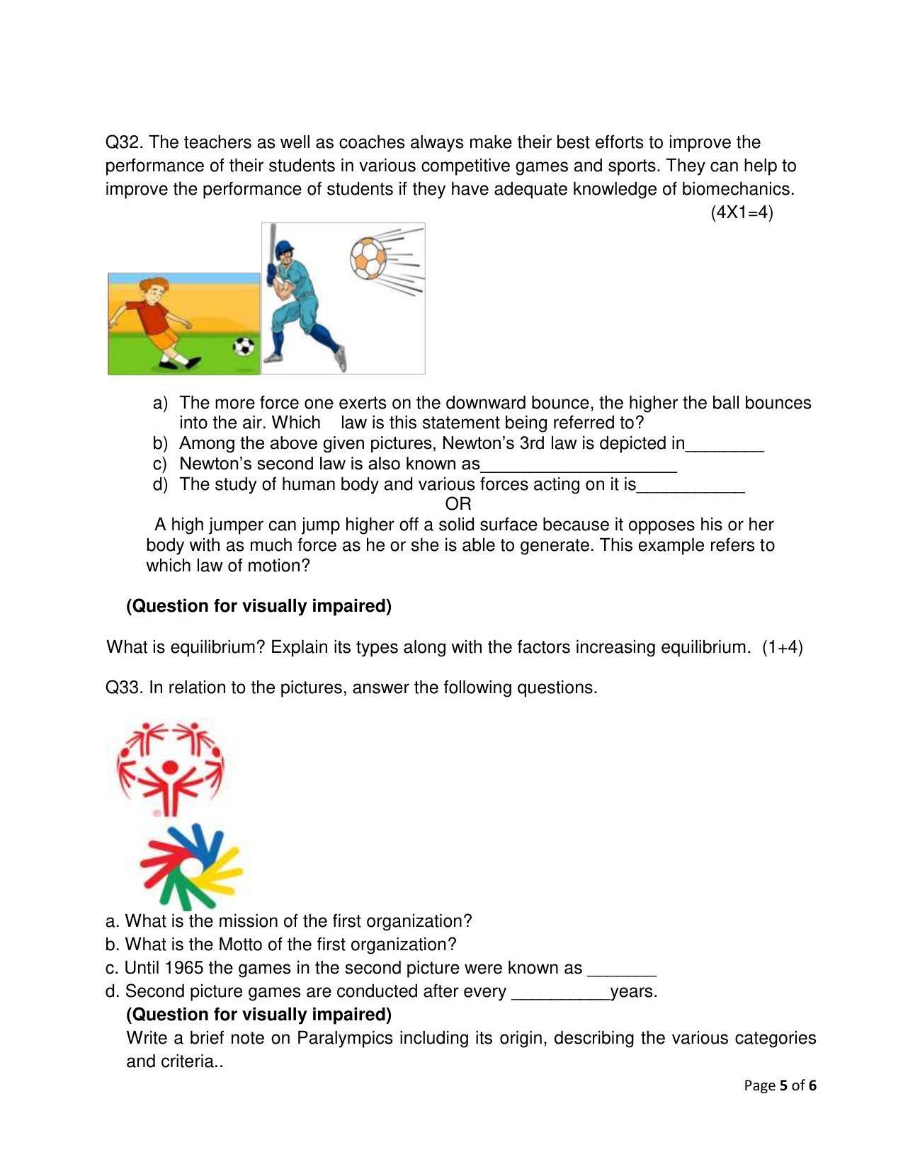 CBSE Class 12 Physical Education Sample Paper 2023 - Page 5