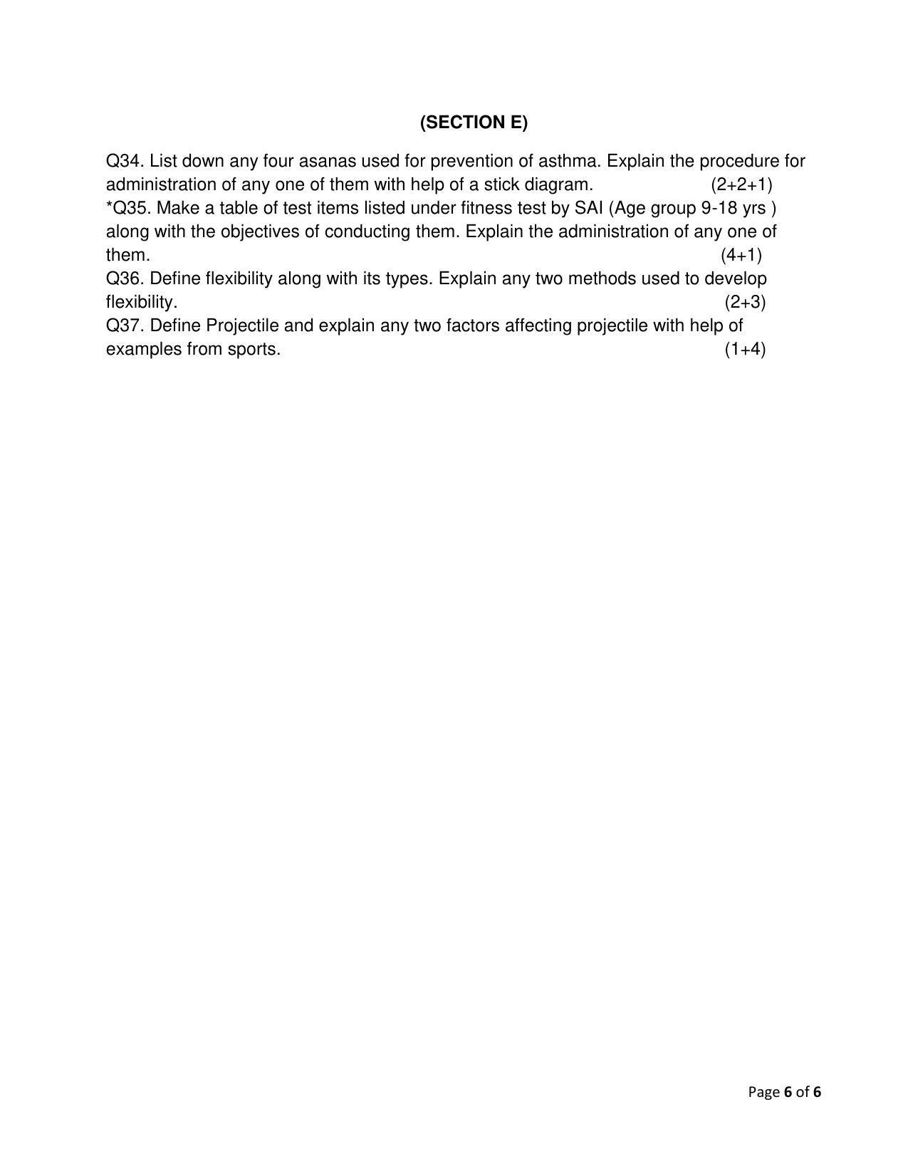 CBSE Class 12 Physical Education Sample Paper 2023 - Page 6