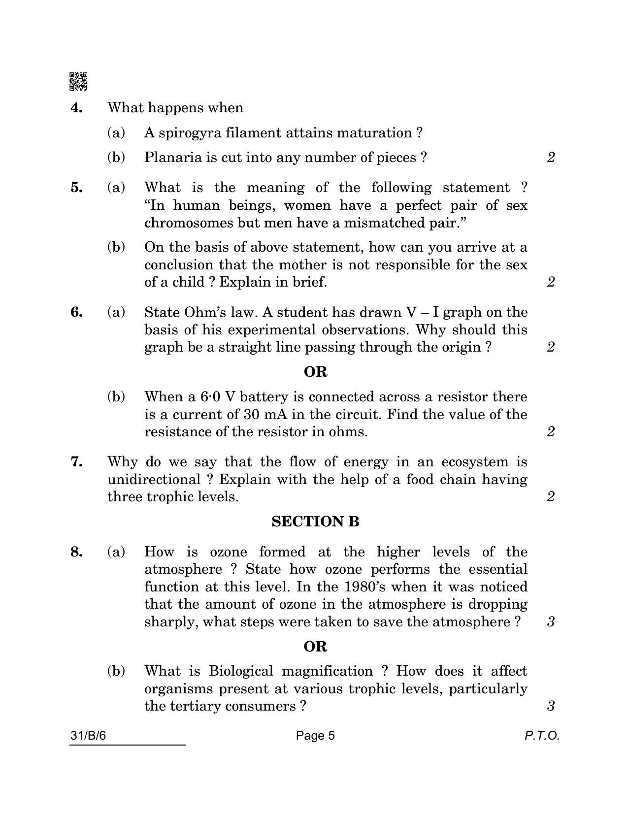 CBSE Class 10 31-B-6 SCIENCE Blind 2022 Compartment Question Paper - Page 5