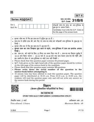 CBSE Class 10 31-B-6 SCIENCE Blind 2022 Compartment Question Paper
