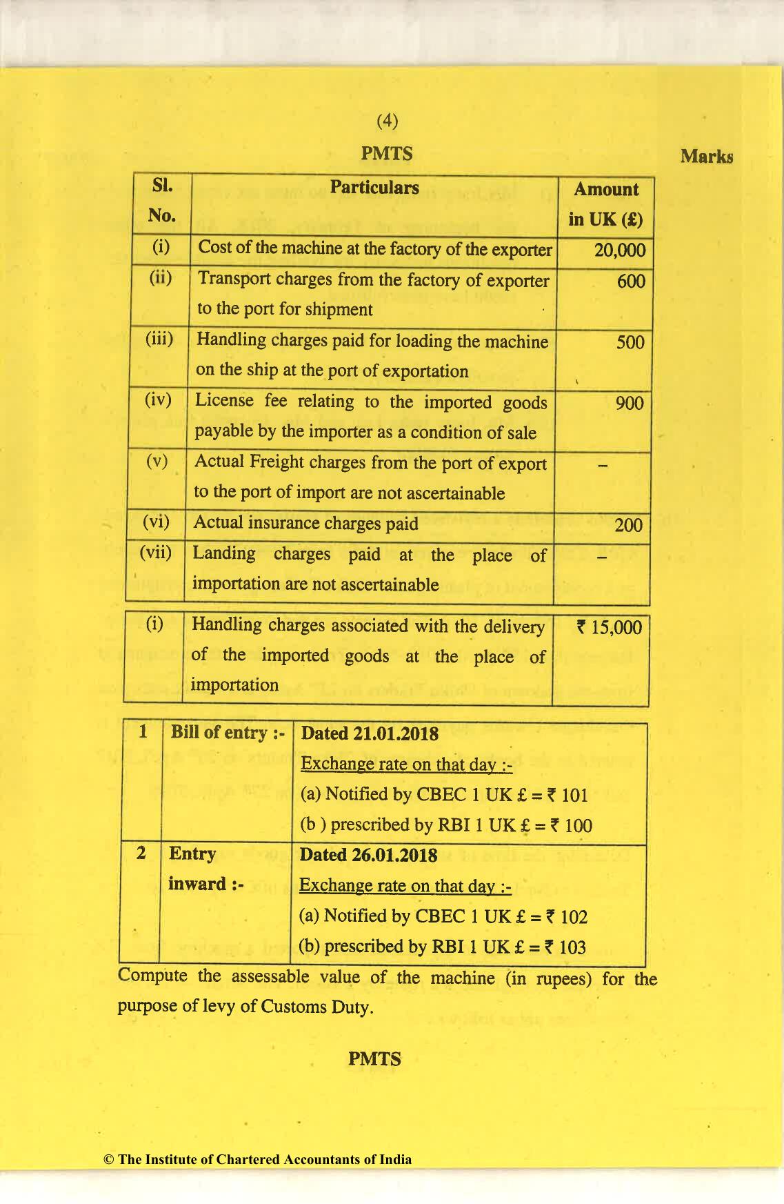 CA Final Nov 2018 Question Paper - Paper 8 – Indirect Tax Laws - Page 4