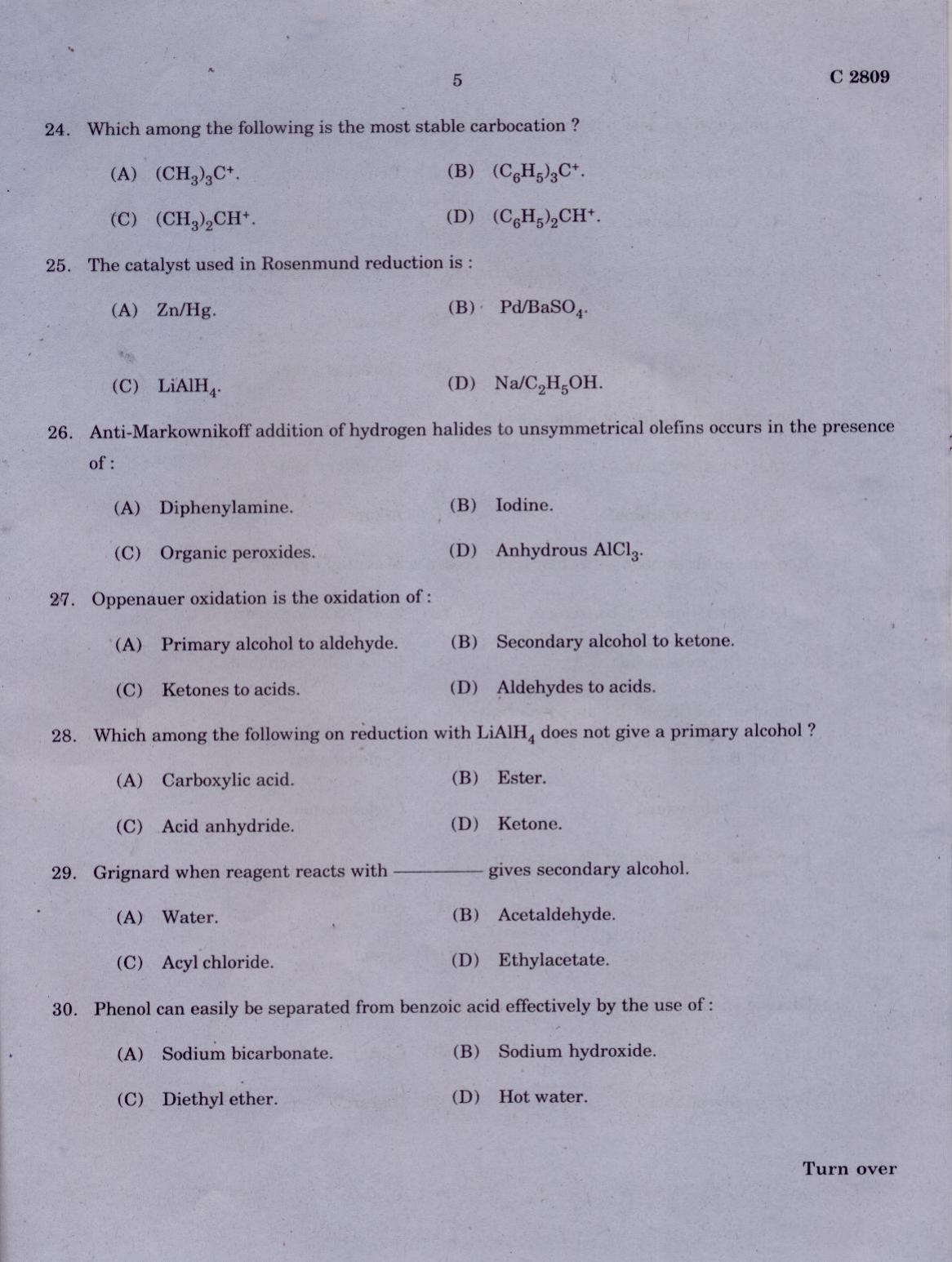 CUCAT 2021 M.Sc. Applied Chemistry & M.Sc Chemistry (Nanoscience) Question Paper - Page 5