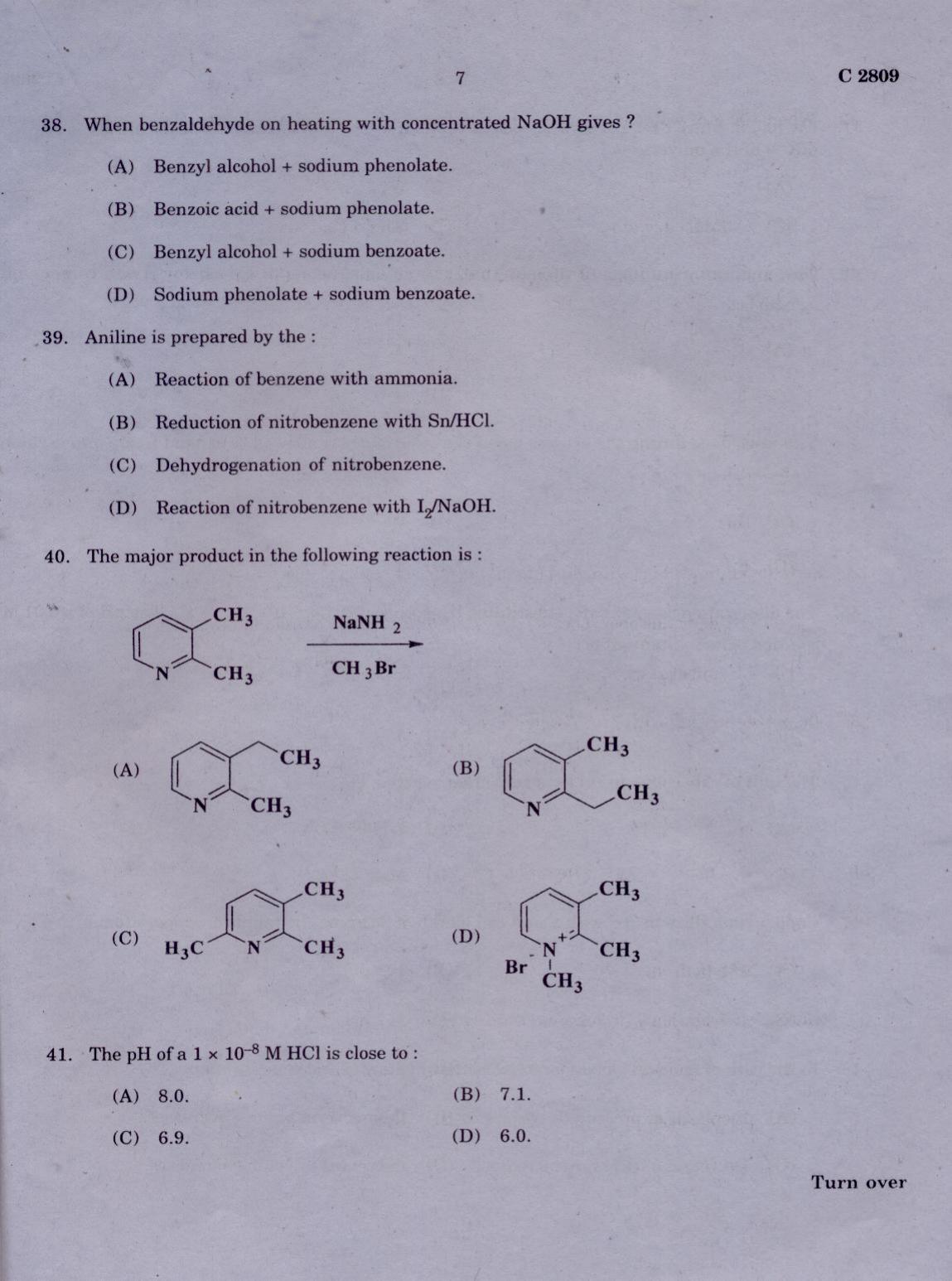 CUCAT 2021 M.Sc. Applied Chemistry & M.Sc Chemistry (Nanoscience) Question Paper - Page 7