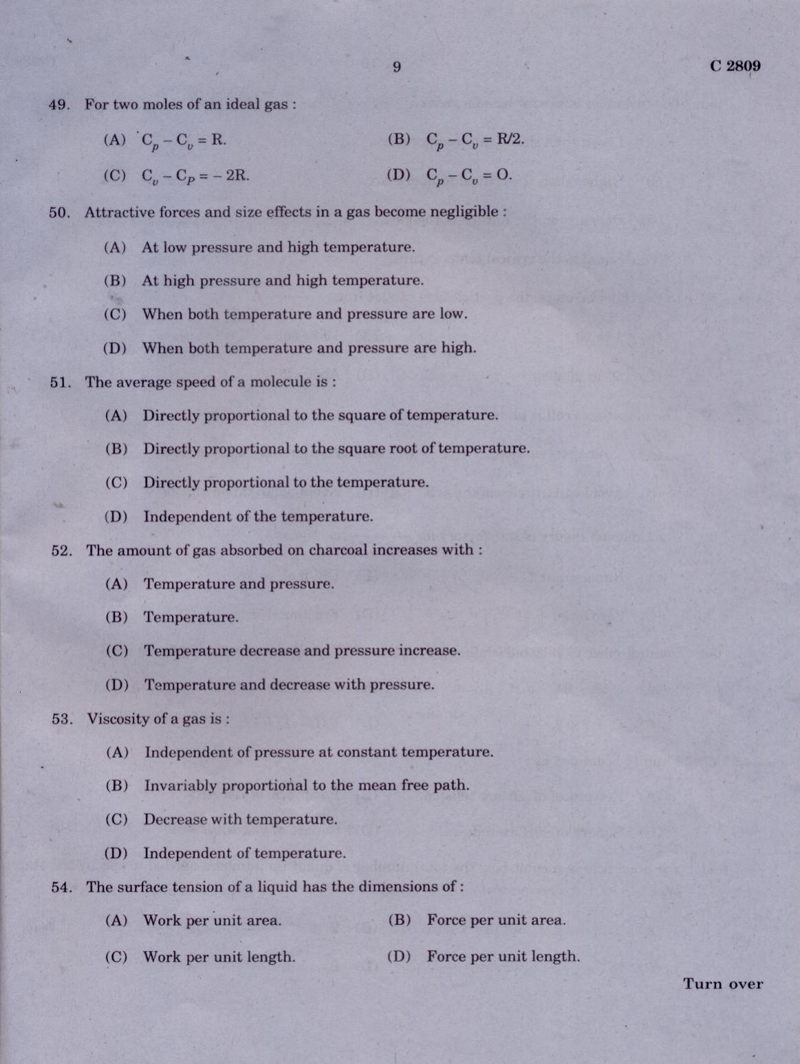 CUCAT 2021 M.Sc. Applied Chemistry & M.Sc Chemistry (Nanoscience) Question Paper - Page 9