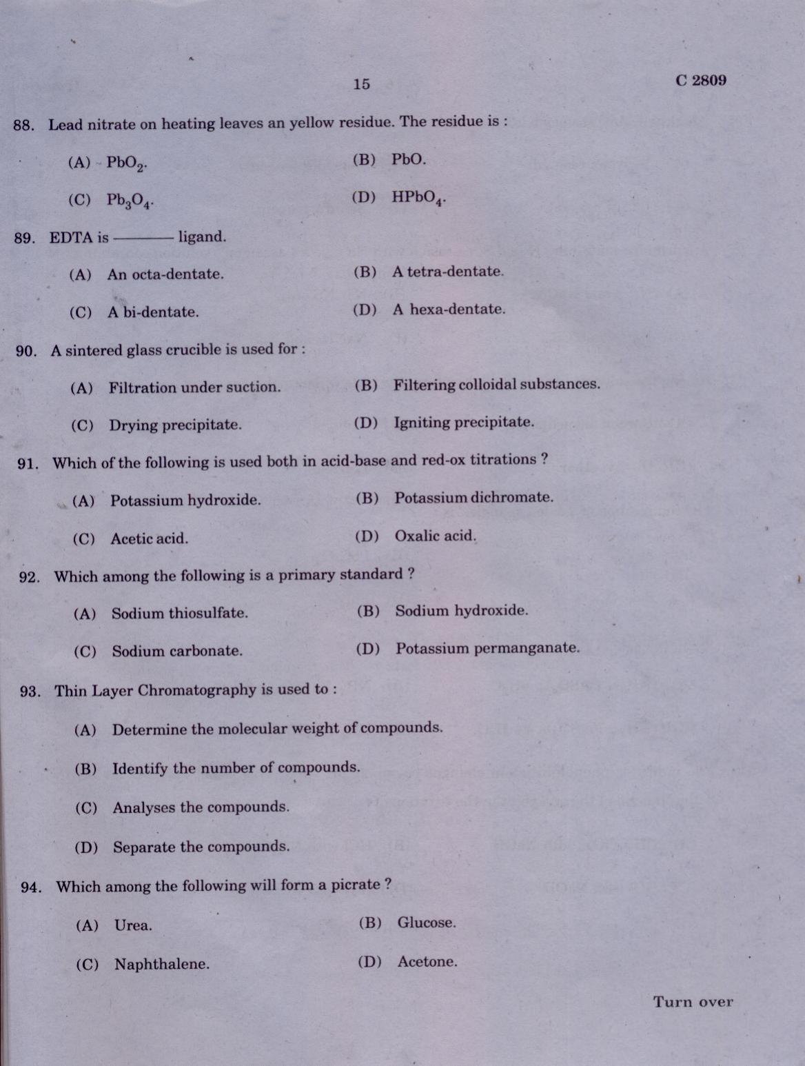 CUCAT 2021 M.Sc. Applied Chemistry & M.Sc Chemistry (Nanoscience) Question Paper - Page 15