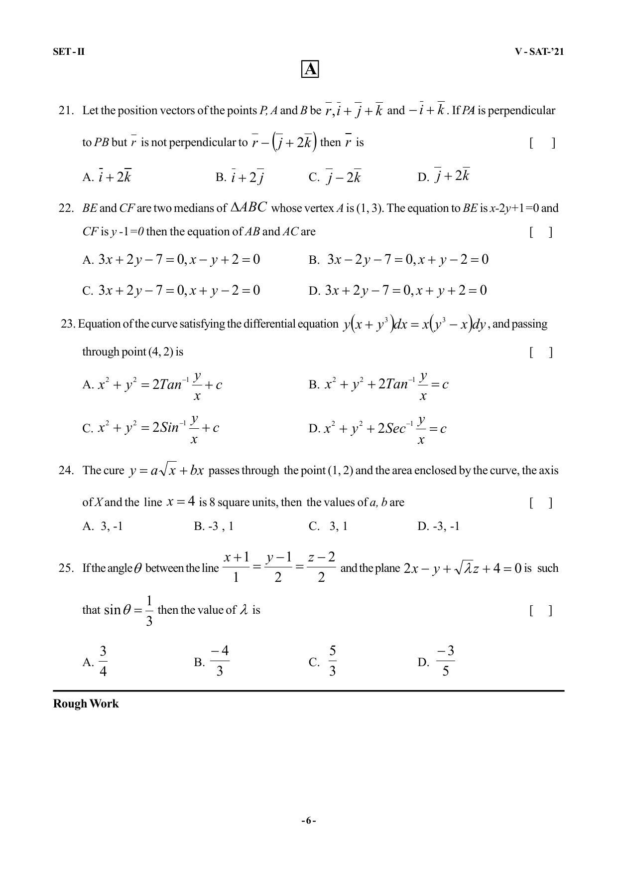 VSAT Exam MPC Sample Question Paper - Page 6