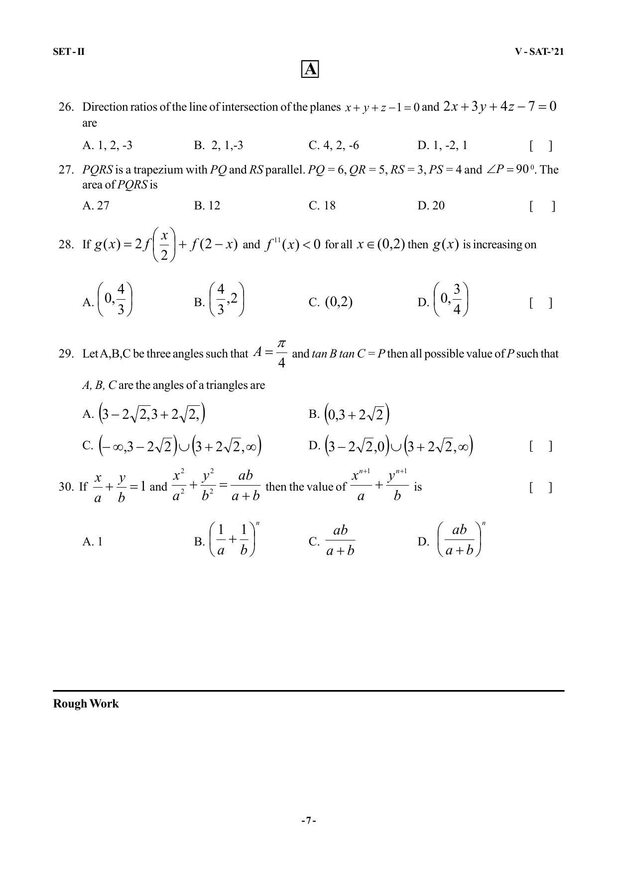 VSAT Exam MPC Sample Question Paper - Page 7
