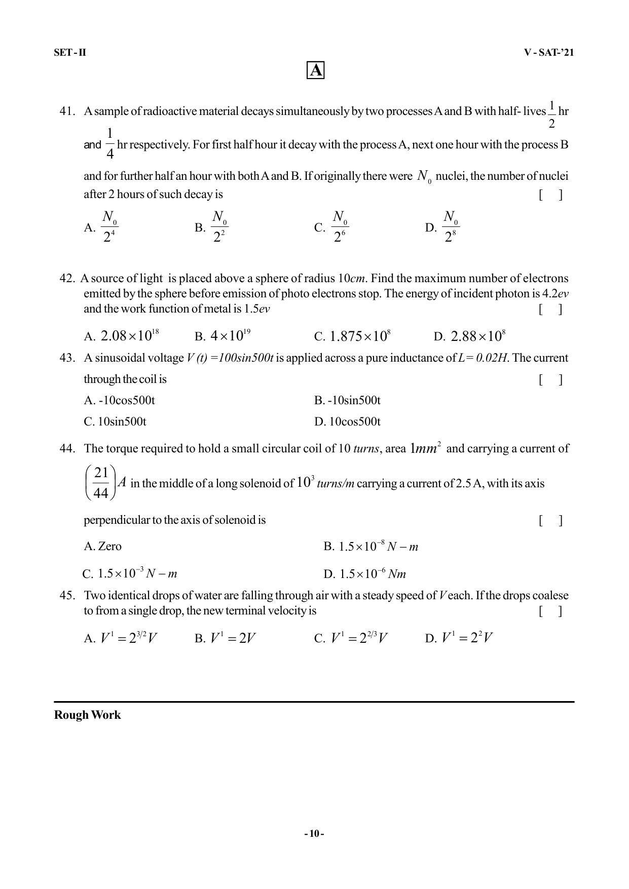 VSAT Exam MPC Sample Question Paper - Page 10