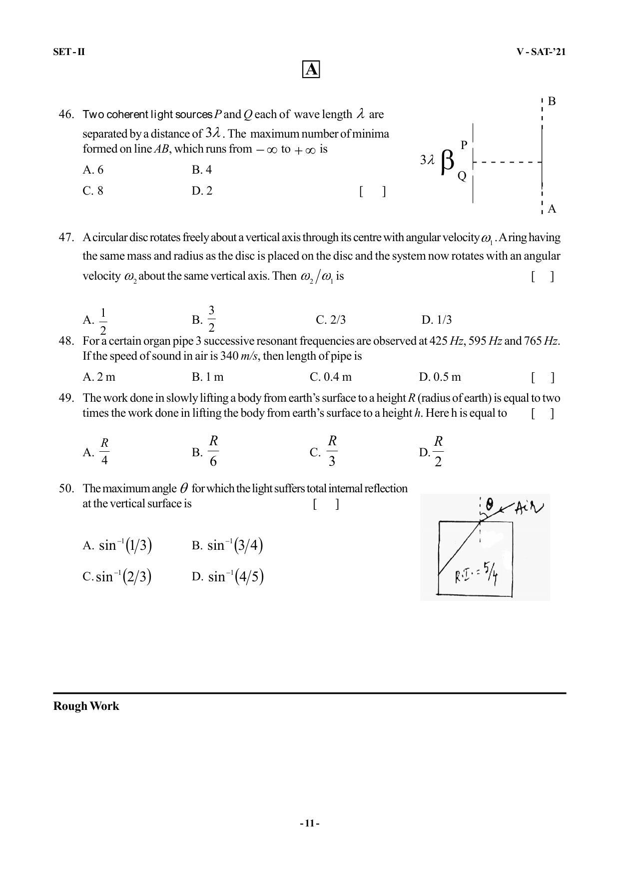 VSAT Exam MPC Sample Question Paper - Page 11