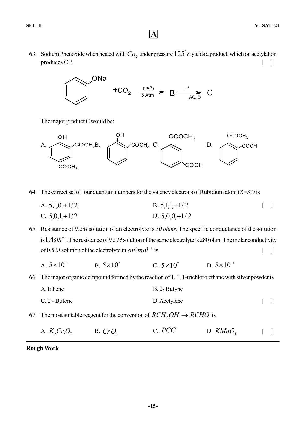 VSAT Exam MPC Sample Question Paper - Page 15