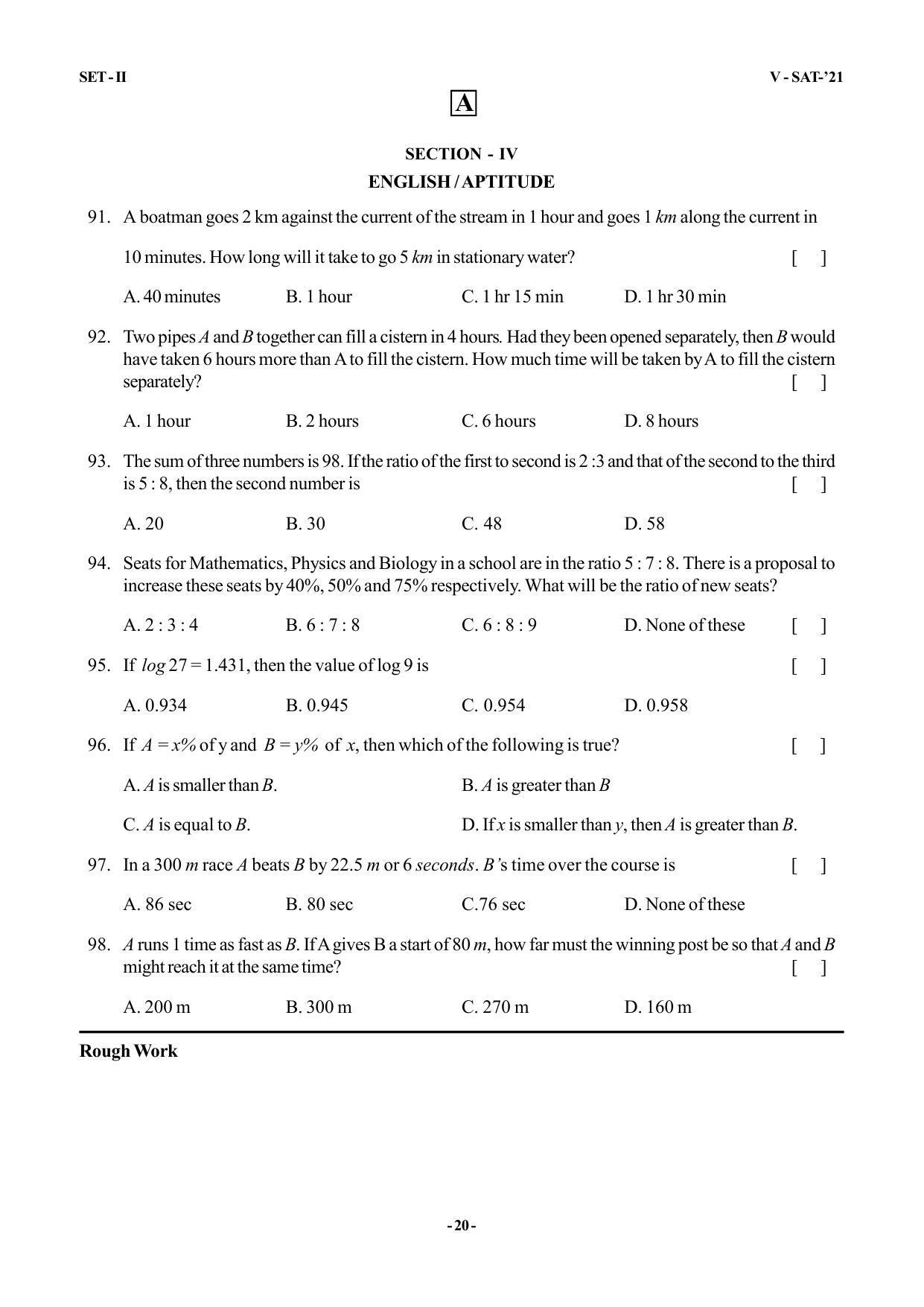 VSAT Exam MPC Sample Question Paper - Page 20