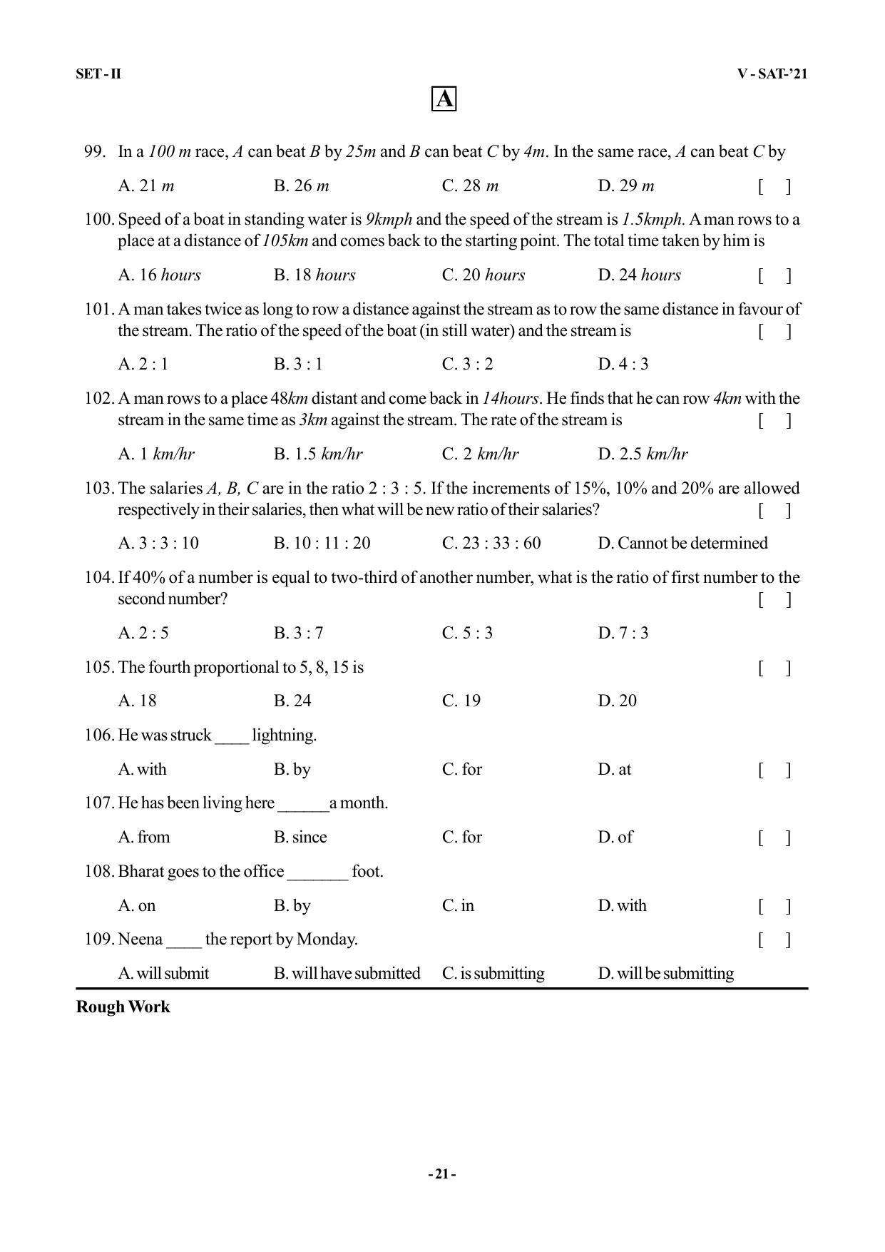 VSAT Exam MPC Sample Question Paper - Page 21