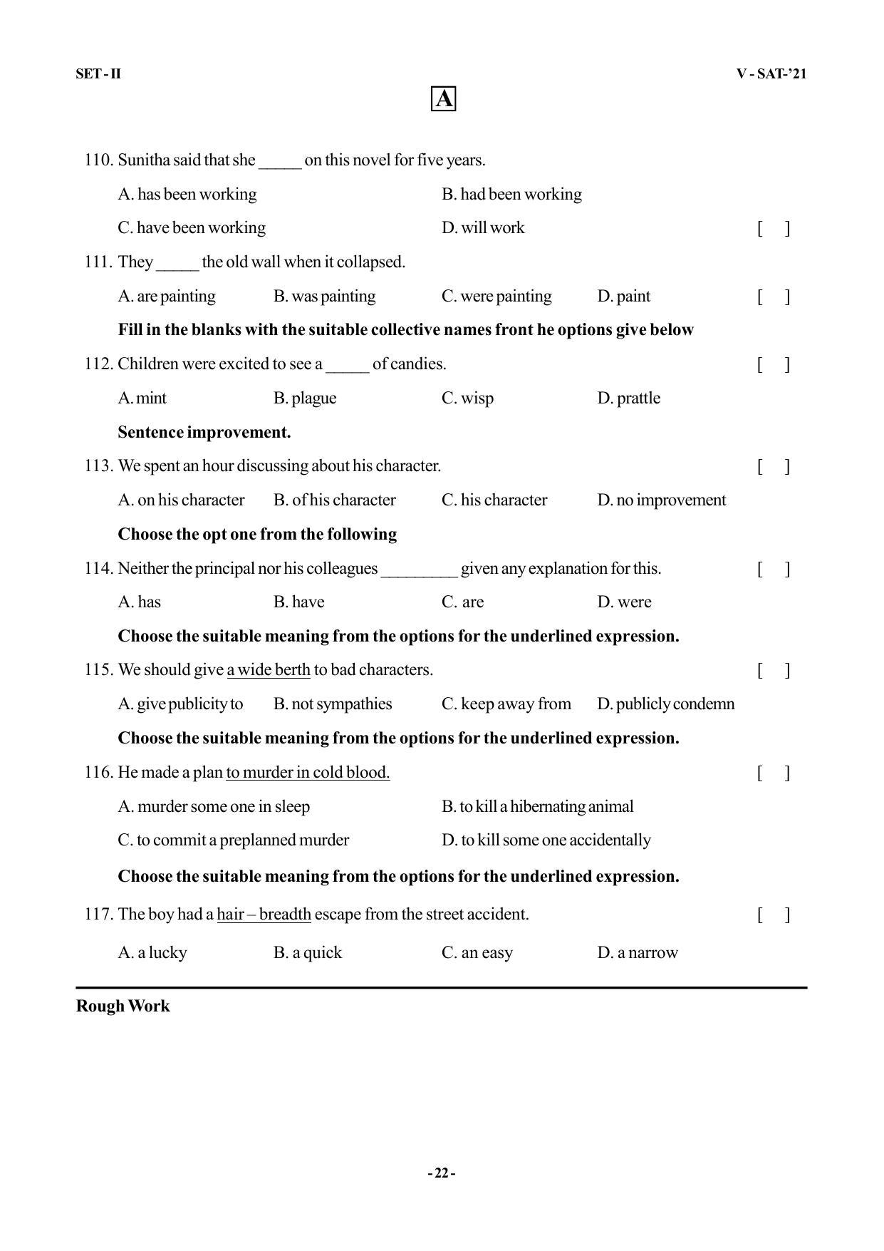 VSAT Exam MPC Sample Question Paper - Page 22