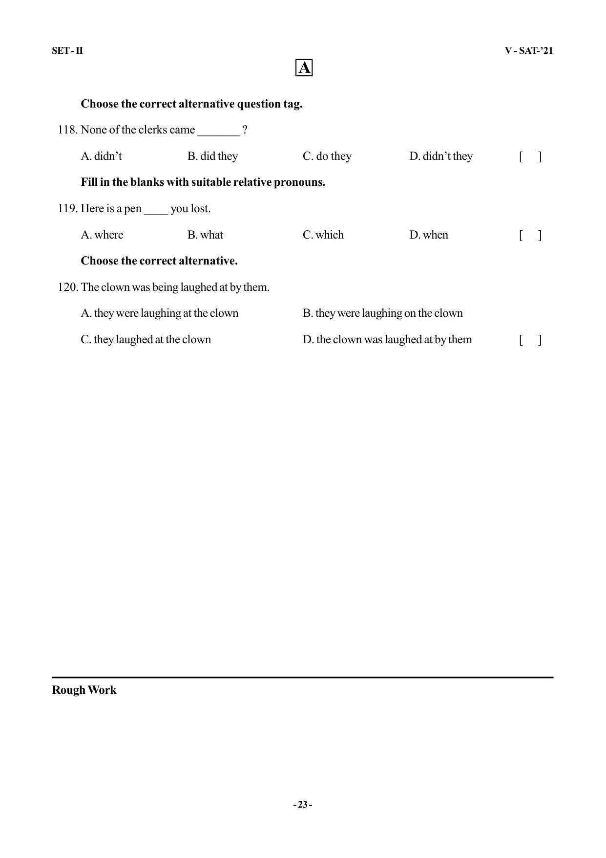 VSAT Exam MPC Sample Question Paper - Page 23