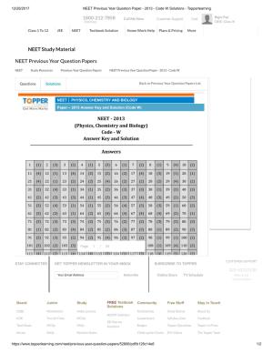 NEET Code W 2013 Question Paper