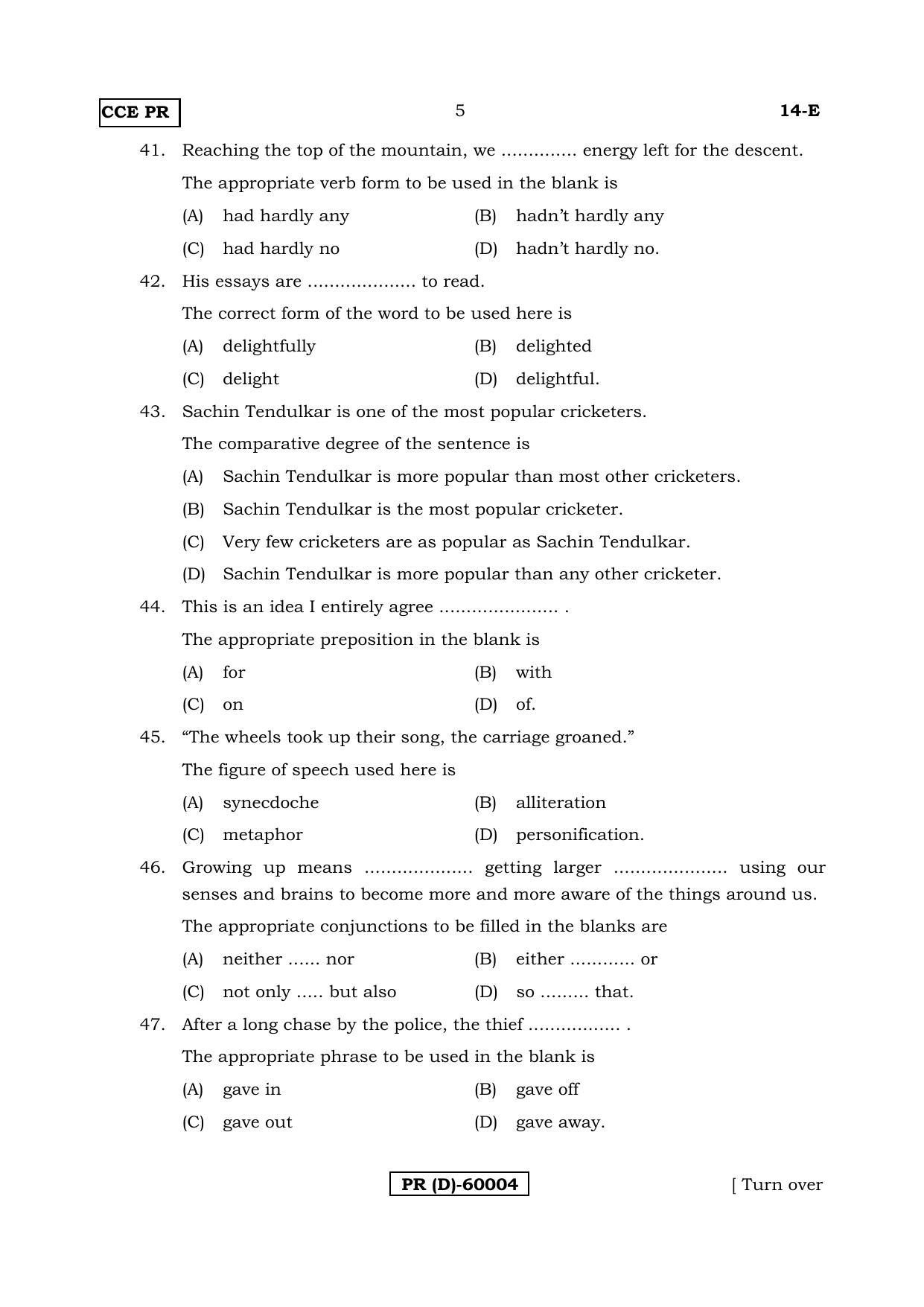 Karnataka SSLC English - First Language - ENGLISH (14-E (PR) (Revised Un-Revised)_119) (Supplementary) June 2018 Question Paper - Page 5